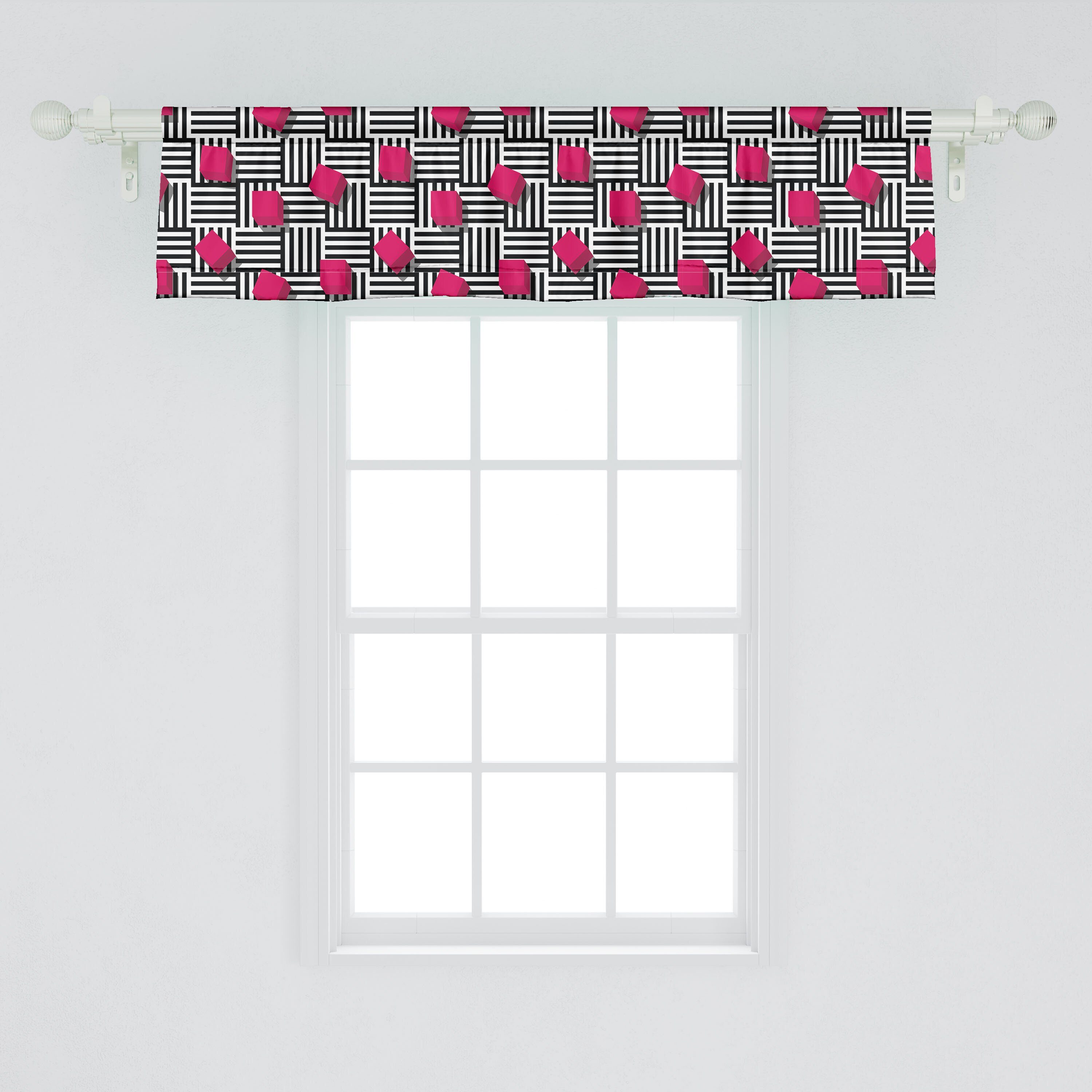 Scheibengardine Vorhang Volant für Zimmer Küche Dekor mit Schlafzimmer Microfaser, Stangentasche, Geometrisch Abakuhaus, Teen