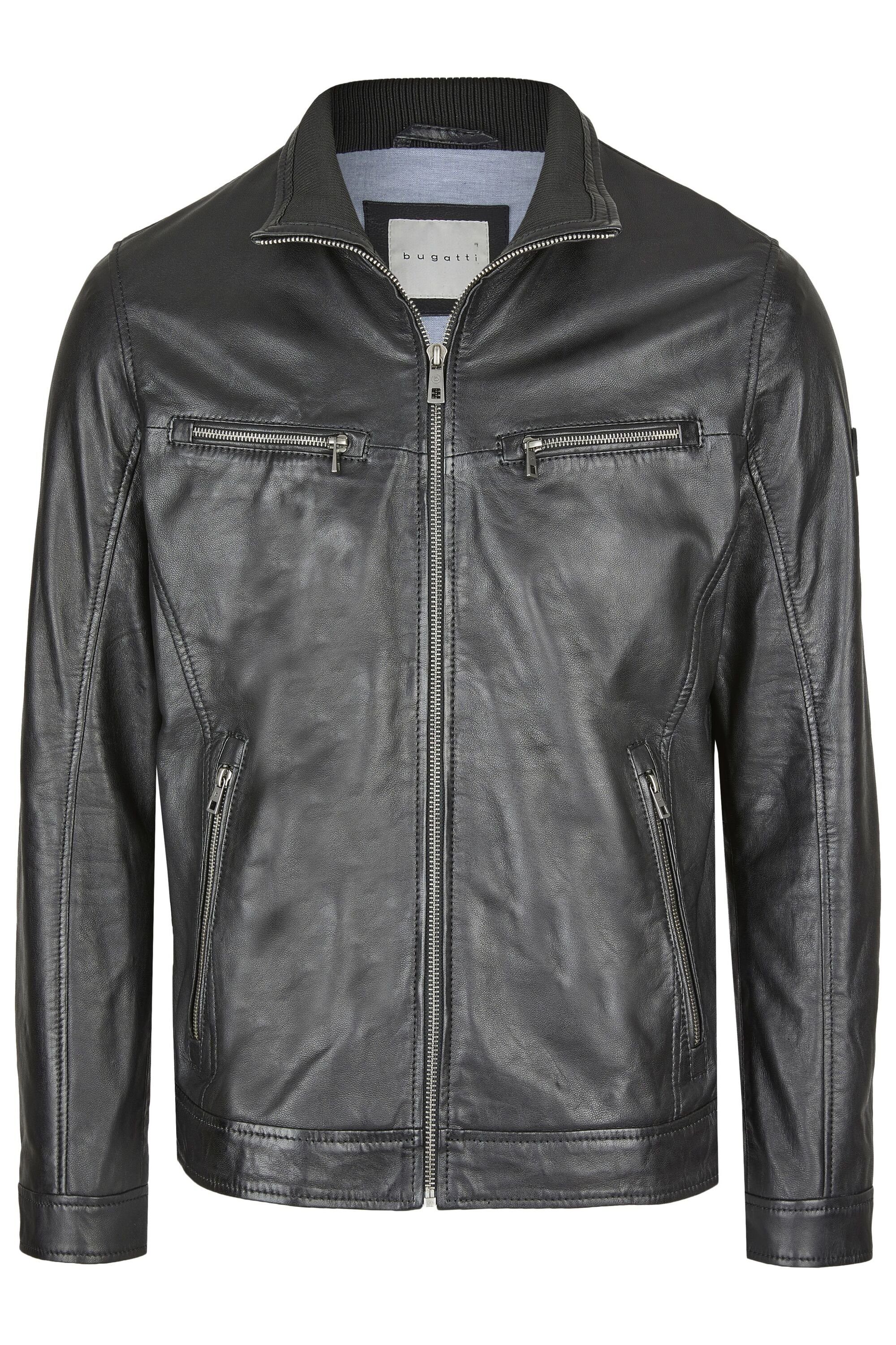 bugatti Lederjacke BUAURELIO (1-St) mit Ärmelriegeln und Reißverschlusstasc günstig online kaufen