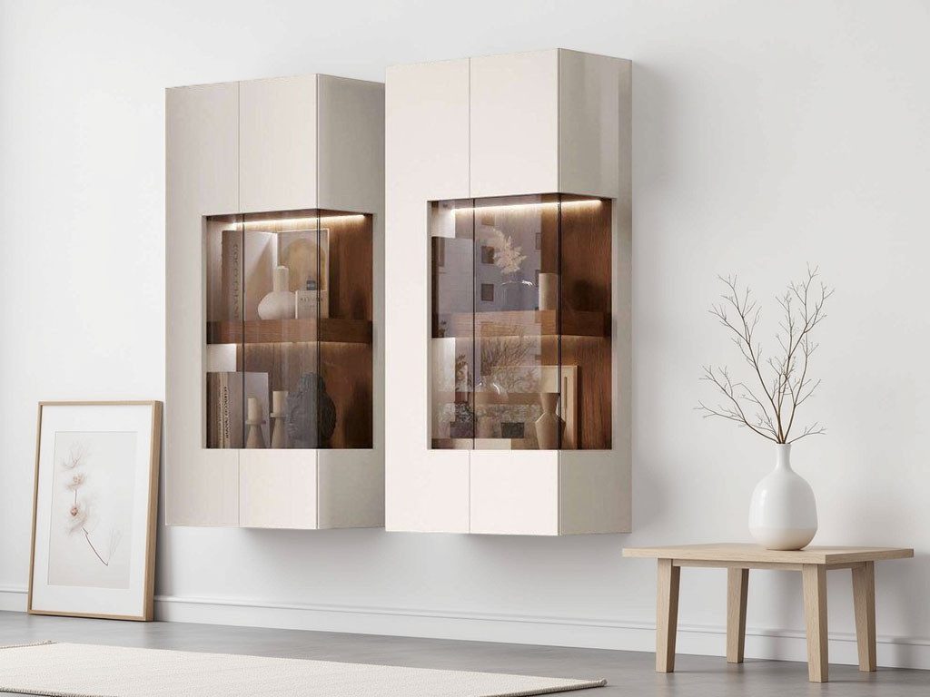 Places of Style Hängevitrine Sky45 (H/B/T): 125/62/30cm) Mit Beleuchtung, lackiert mit wasserbasiertem UV-Lack