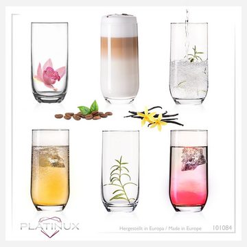 PLATINUX Glas Trinkgläser, Glas, 360ml (max. 440ml) Wassergläser Saftgläser Longdrinkgläser