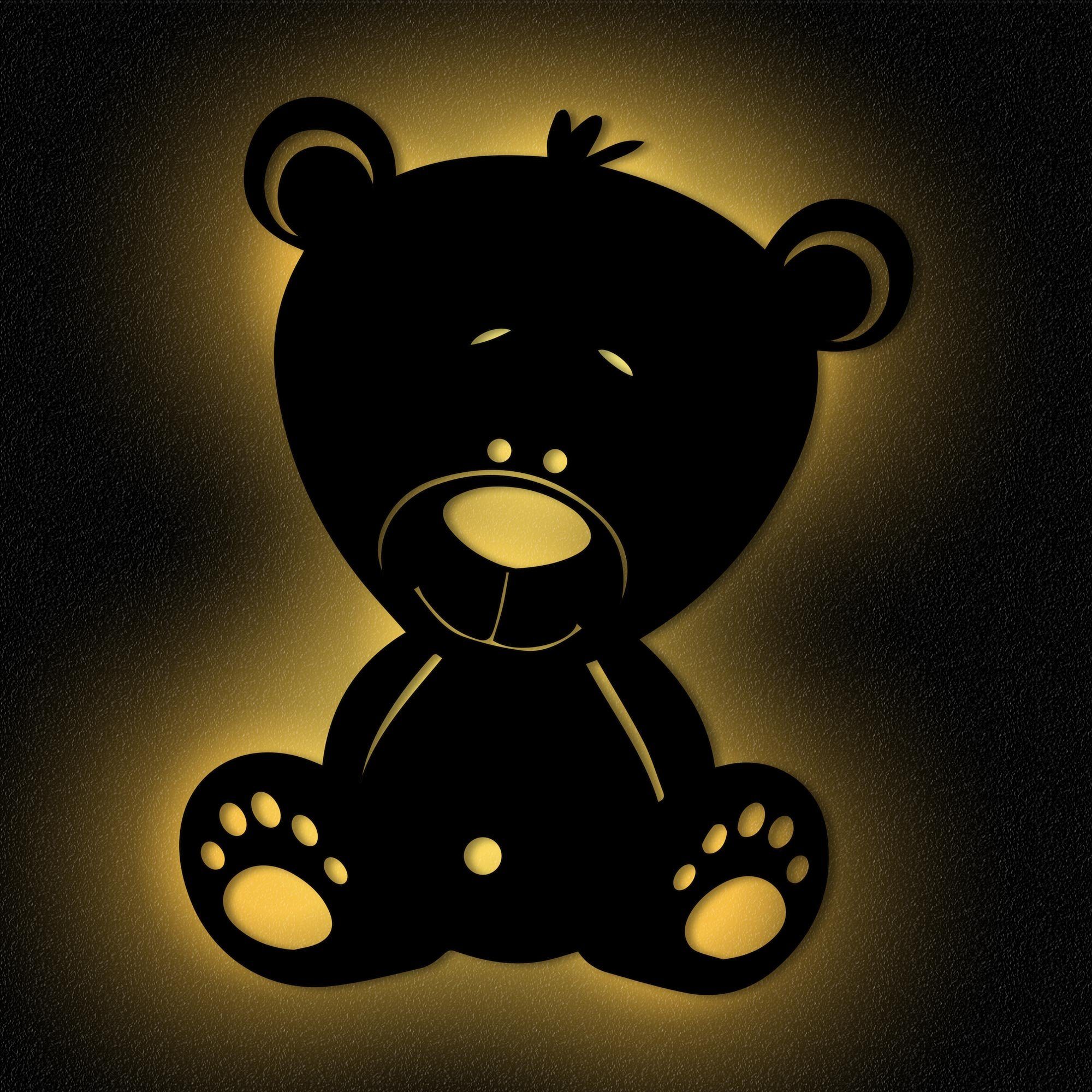 Warmweiß integriert, Namofactur Kinder LED Nachtlicht Kinderzimmer Wandlampe fest Teddy I Bär MDF Nachtlicht LED Holz,