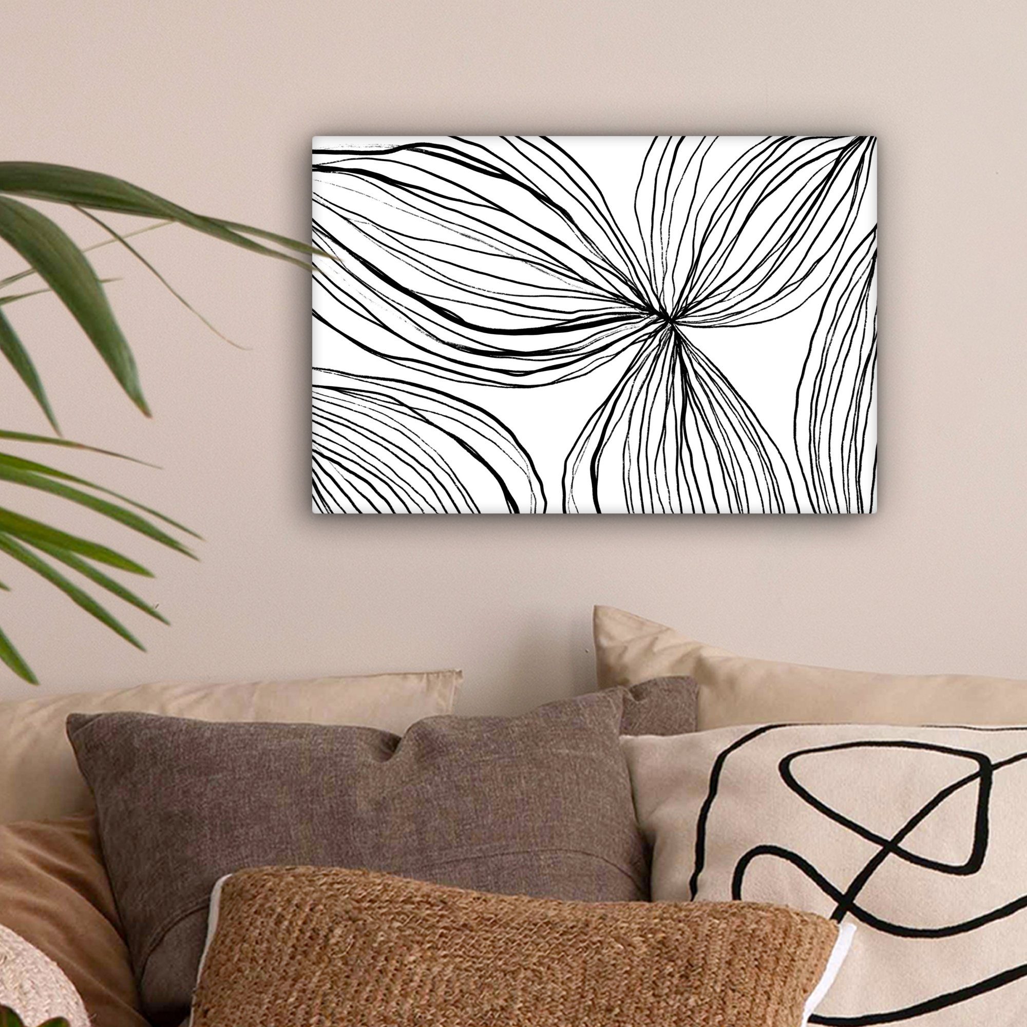 OneMillionCanvasses® Leinwandbild Kunst - Linien - Weiß - Schwarz, Fotodruc günstig online kaufen
