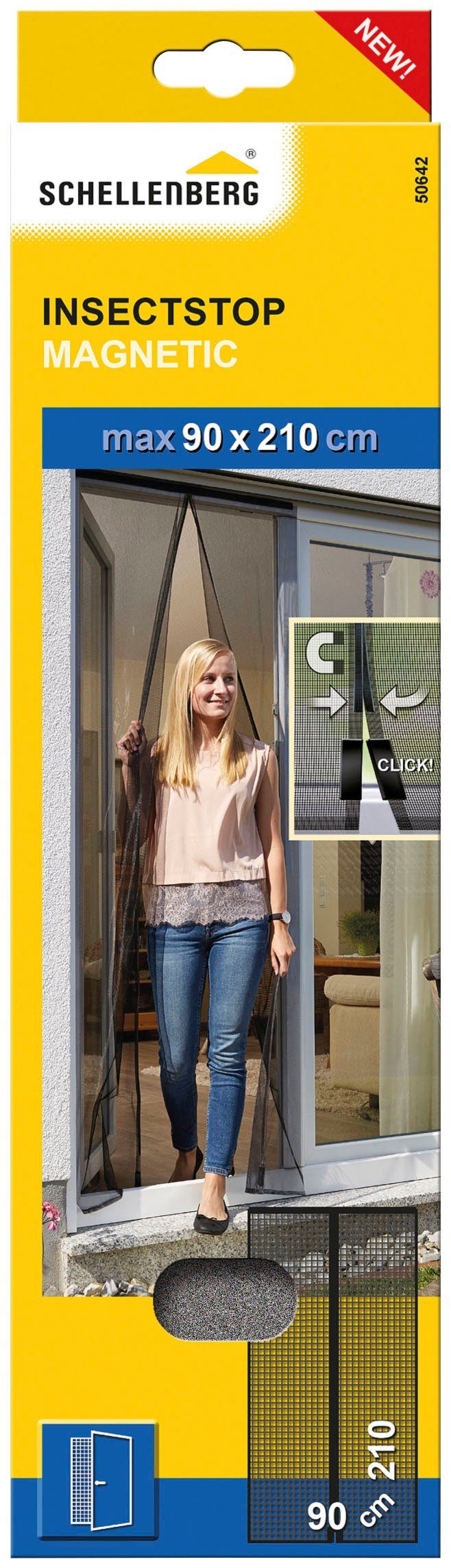 SCHELLENBERG Insektenschutz-Vorhang Magnetvorhang für Balkontür, 90 50642 210 x mit Magneten für Insektenschutz cm, anthrazit, Türen