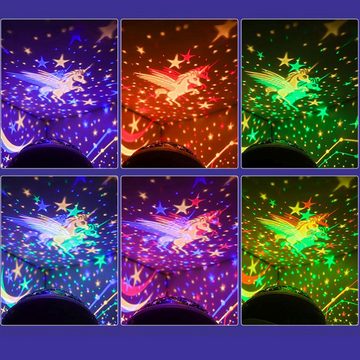 Retoo Nachtlicht LED Nachtlicht Sternenhimmel Projektor Kinder Sterne Lampe Galaxy, 7 LED Farben, 360°-Drehung, 2 Leistungsmodi, Dimmfunktion, Projektor