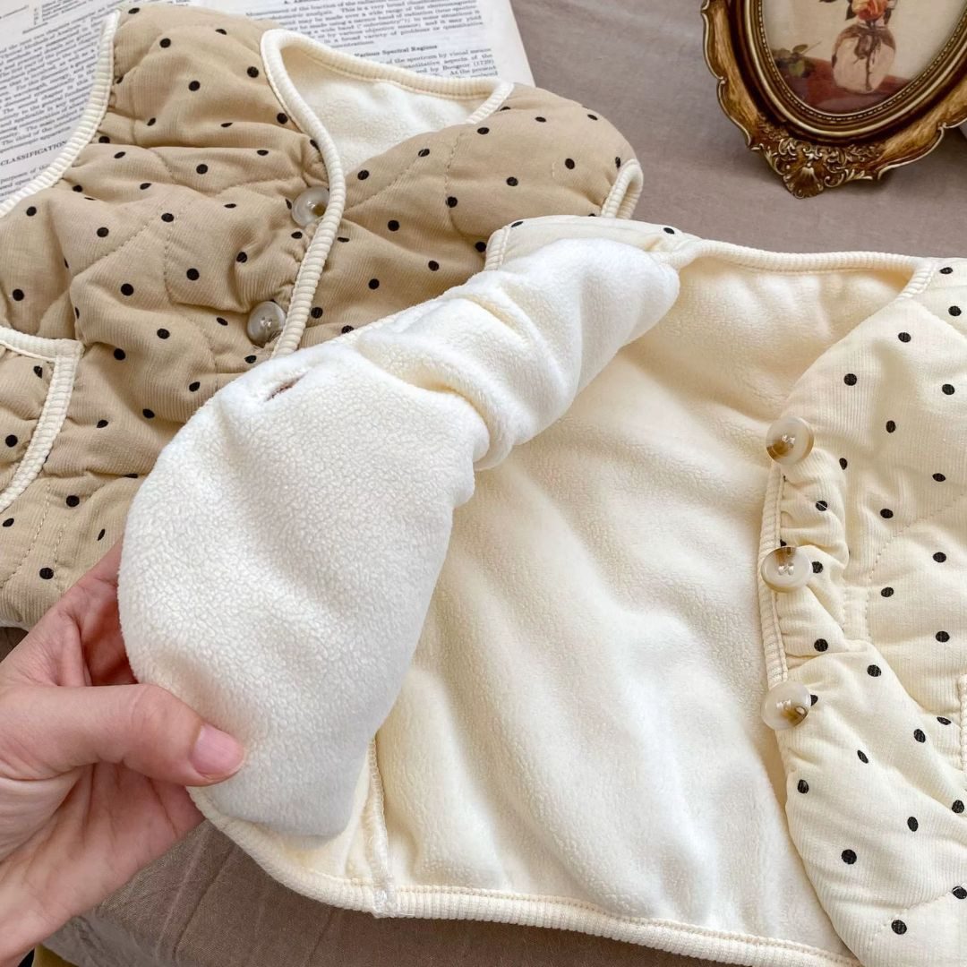 suebidou Steppweste Süße Baby und Kinder Weste 'Polka Dots' beige (bequeme Passform) nachhaltig, kreativ