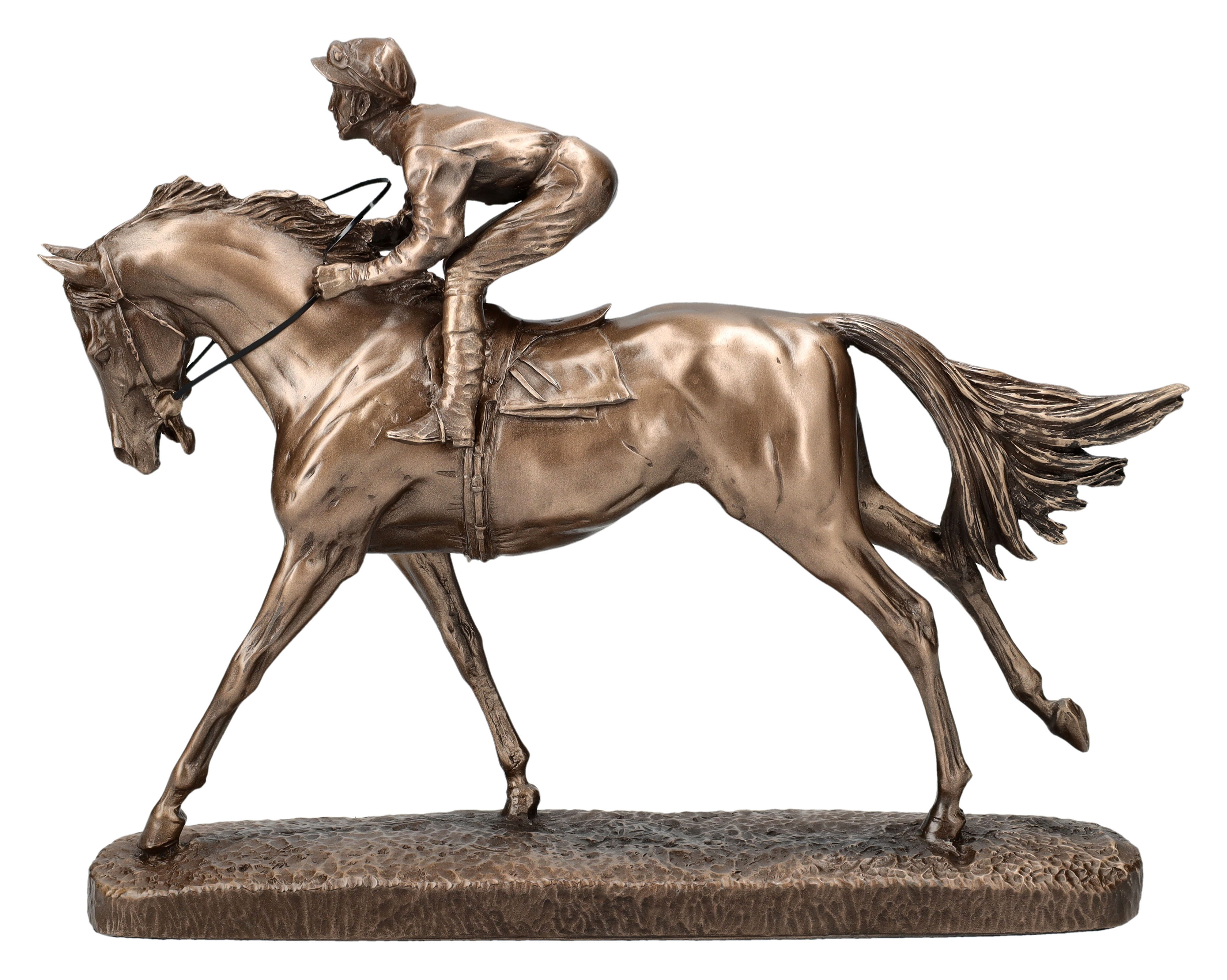 Figuren Shop GmbH Dekofigur Reiter Figur - The Favourite - Jockey auf Pferd - Tierfigur Dekofigur