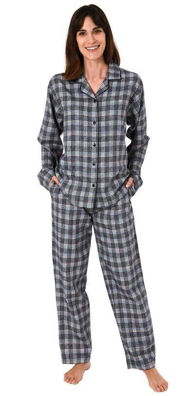 Normann Pyjama »Damen Flanell Pyjama Schlafanzug langarm kariert  auch in Übergrößen 281 201 95 991«
