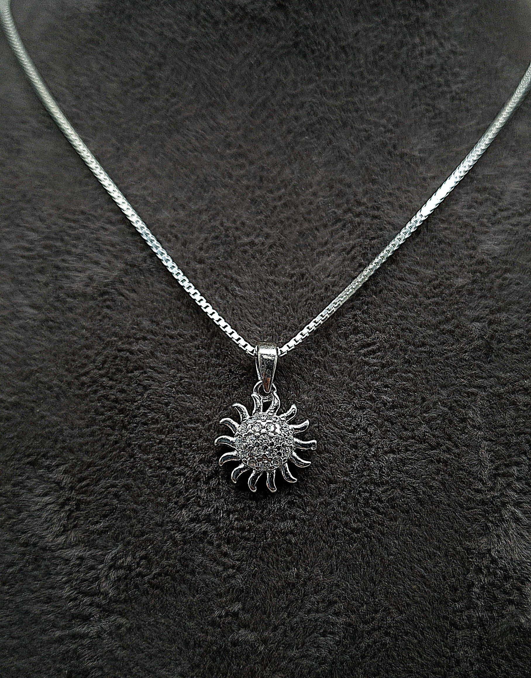 Silberkette NAHLE mit Schmuckbox), / Anhänger Zirkonia Sonne rhodiniert Kette mit Kette (inkl.