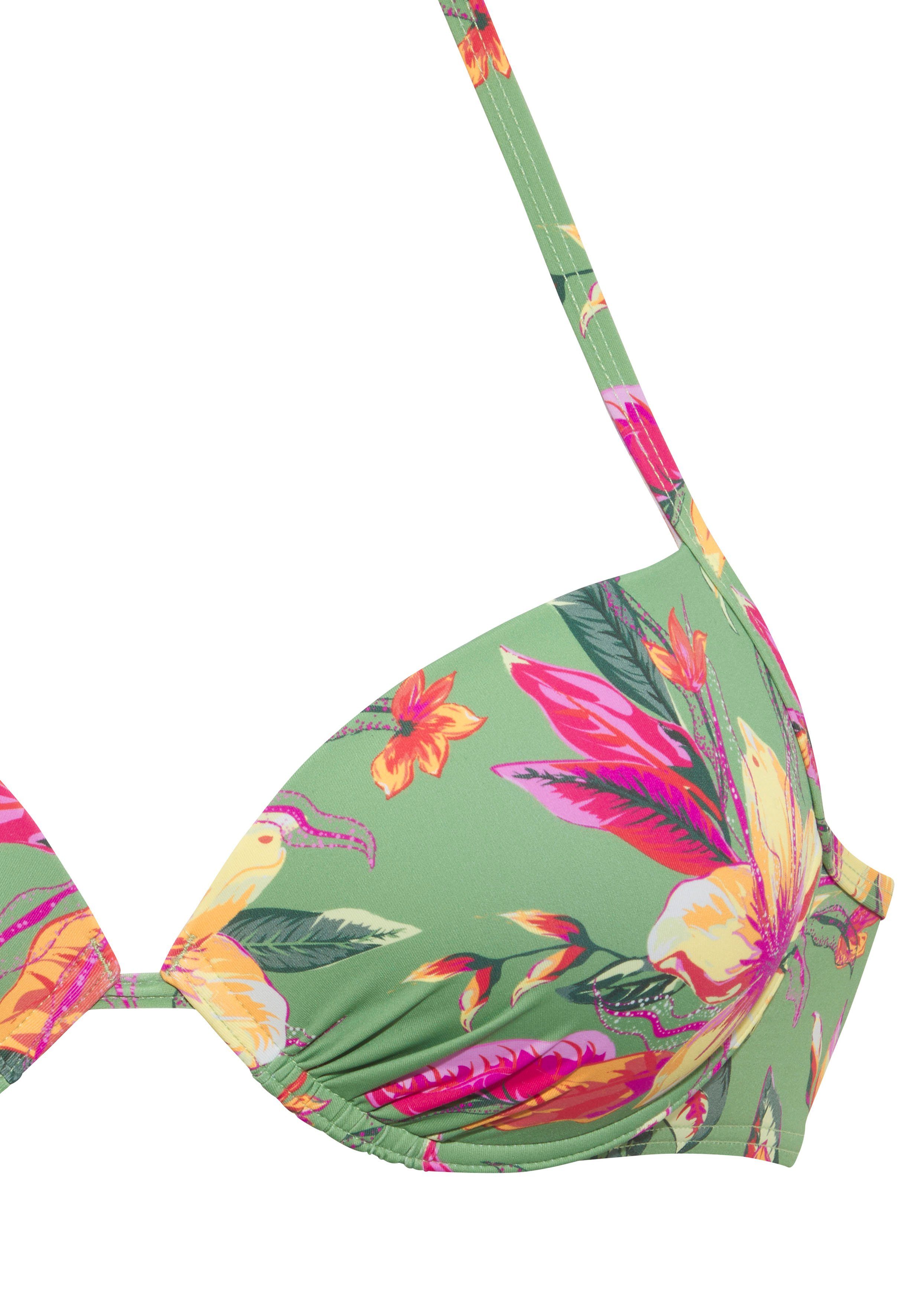 LASCANA Push-Up-Bikini-Top Malia, mit tropischem Print