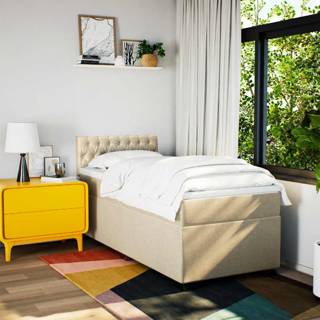 vidaXL Bett Boxspringbett mit Matratze Creme günstig online kaufen