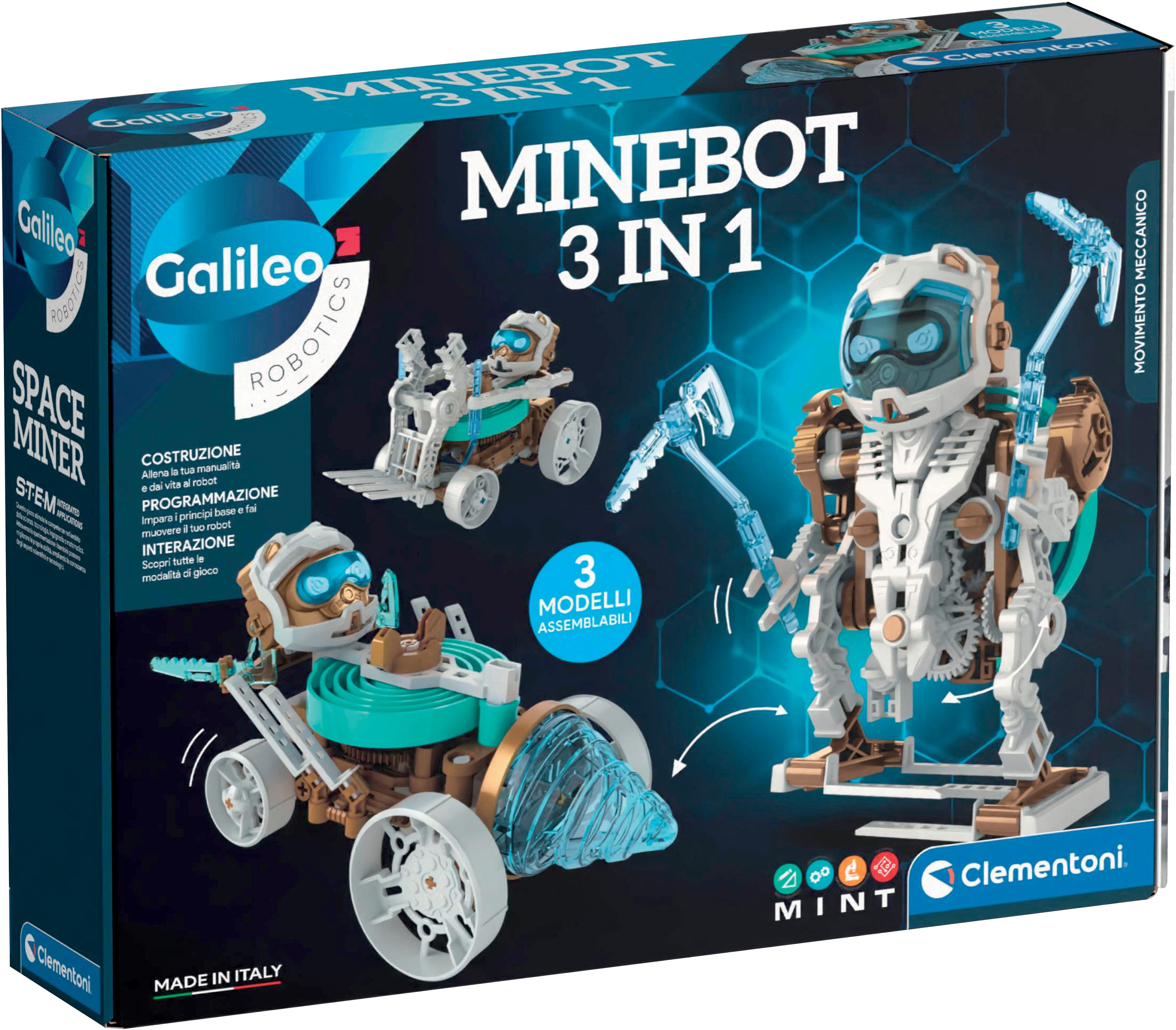 Clementoni® Roboter Galileo Robotics, MineBot 3in1, Made in Europe