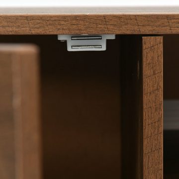 Sweiko Lowboard, TV-Schrank mit Druck und Metallfüßen, 2 Türen, 2 Schubladen, 1 Fach, Vintage-Stil, 180x38x50,5 cm