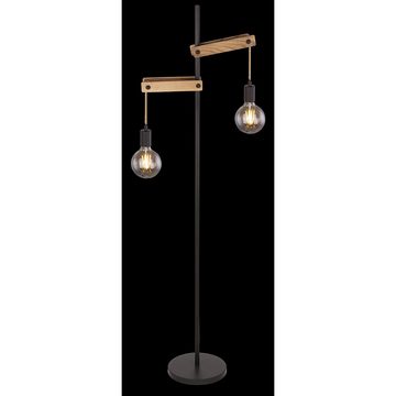 Globo Stehlampe Visso Schwarz/Holz 150cm max. 2 x 60W E27 ohne Leuchtmittel, ohne Leuchtmittel