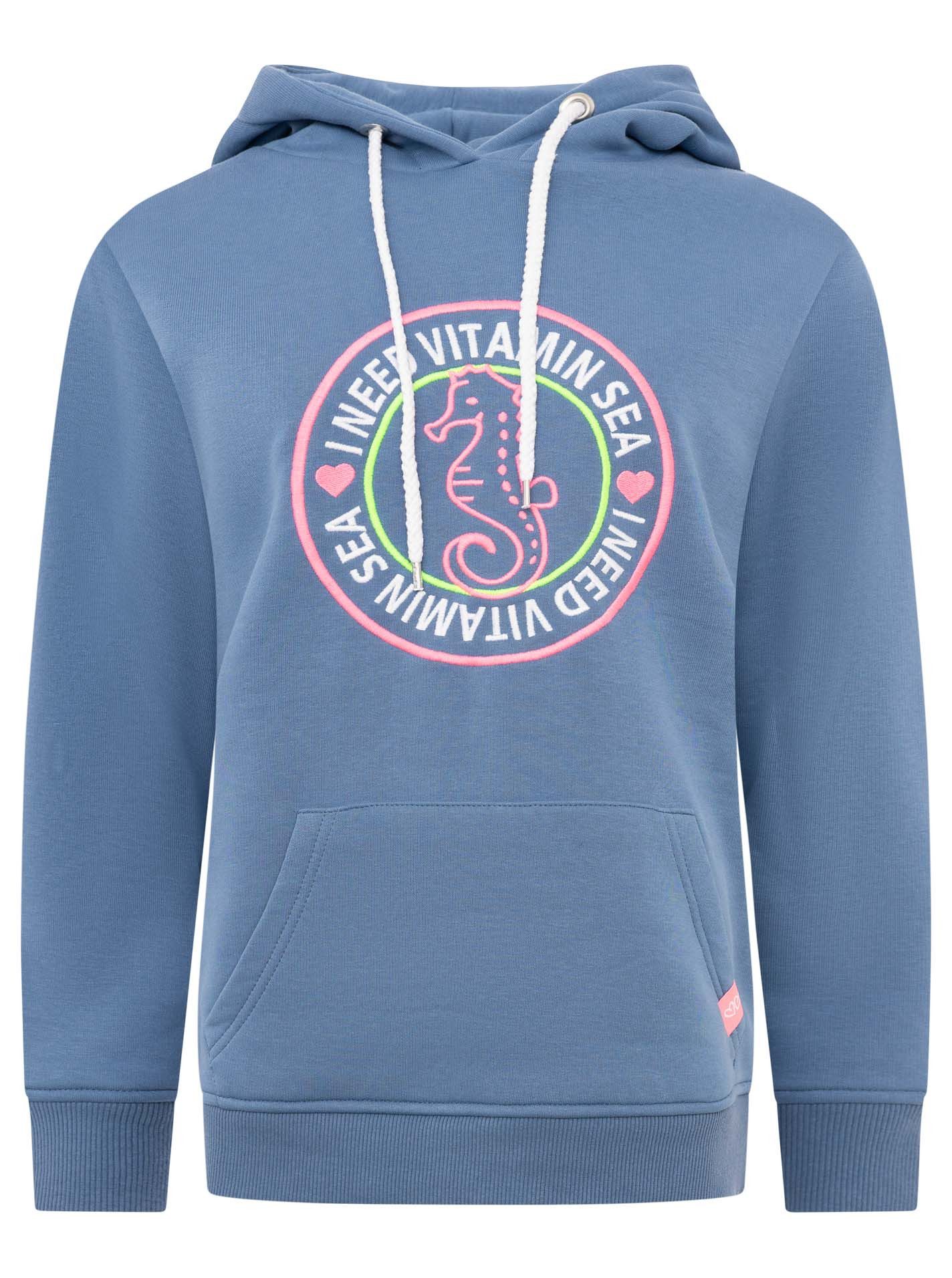 Zwillingsherz Hoodie "Seepferdchen" runde Stickerei, maritimer Look, Kapuze günstig online kaufen