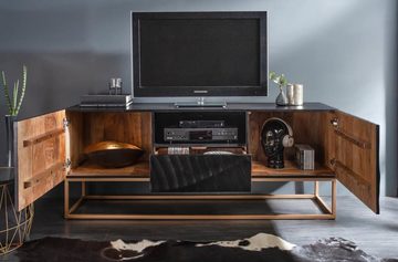 riess-ambiente TV-Board SCORPION 160cm schwarz, Massivholz · Lowboard · Metall · Wohnzimmer · 3D Schnitzereien