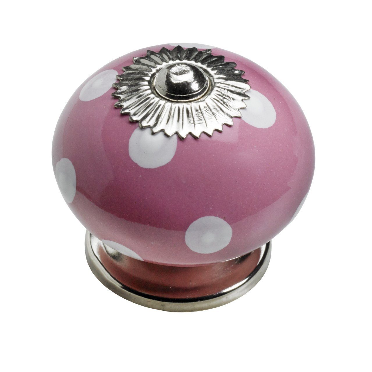 Hettich Möbelknopf Hettich Möbelknopf Keramik pink mit weißen Punkten