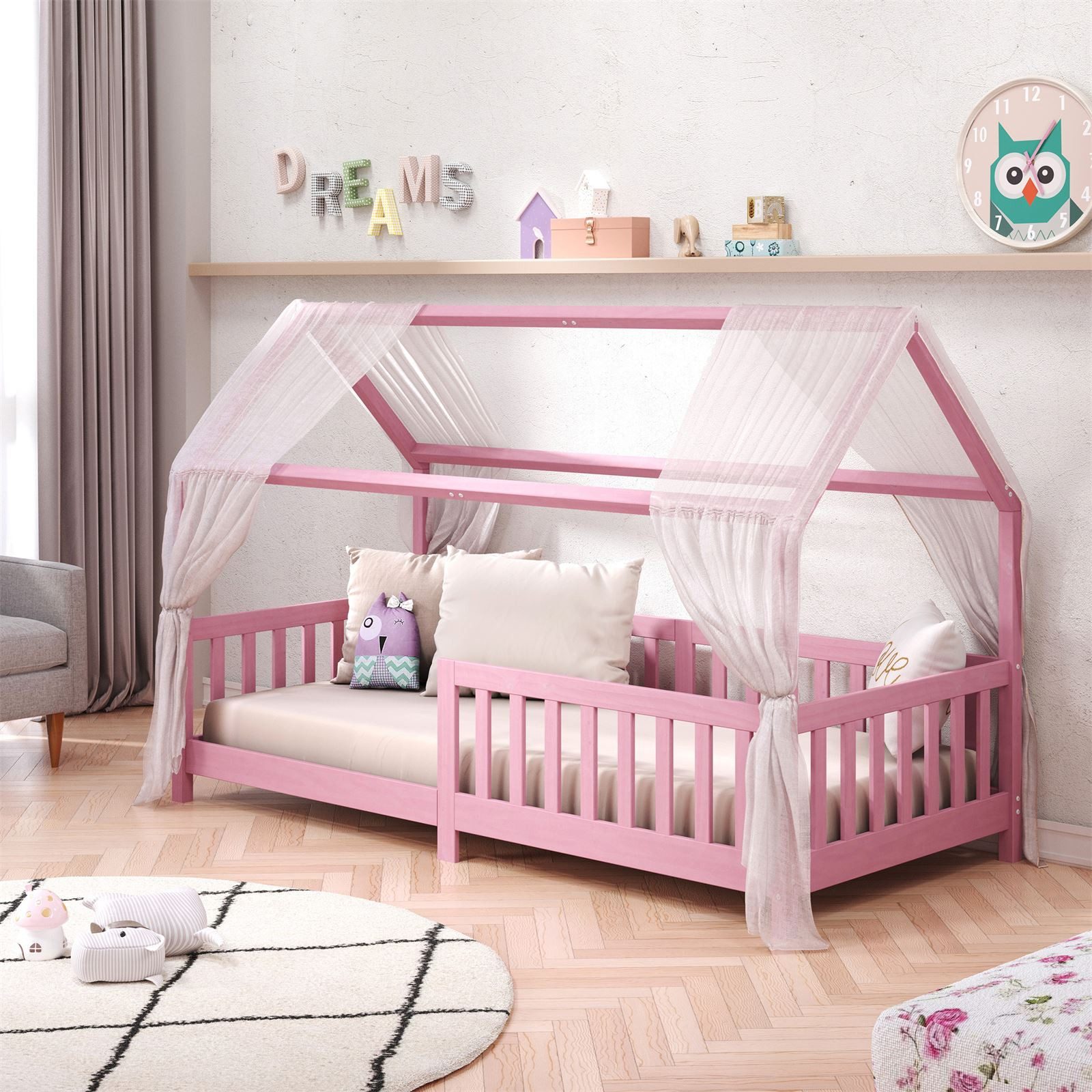 IDIMEX Kinderbett NINA, Hausbett Montessori Bett Kiefer 90 x 200 Tipibett m günstig online kaufen