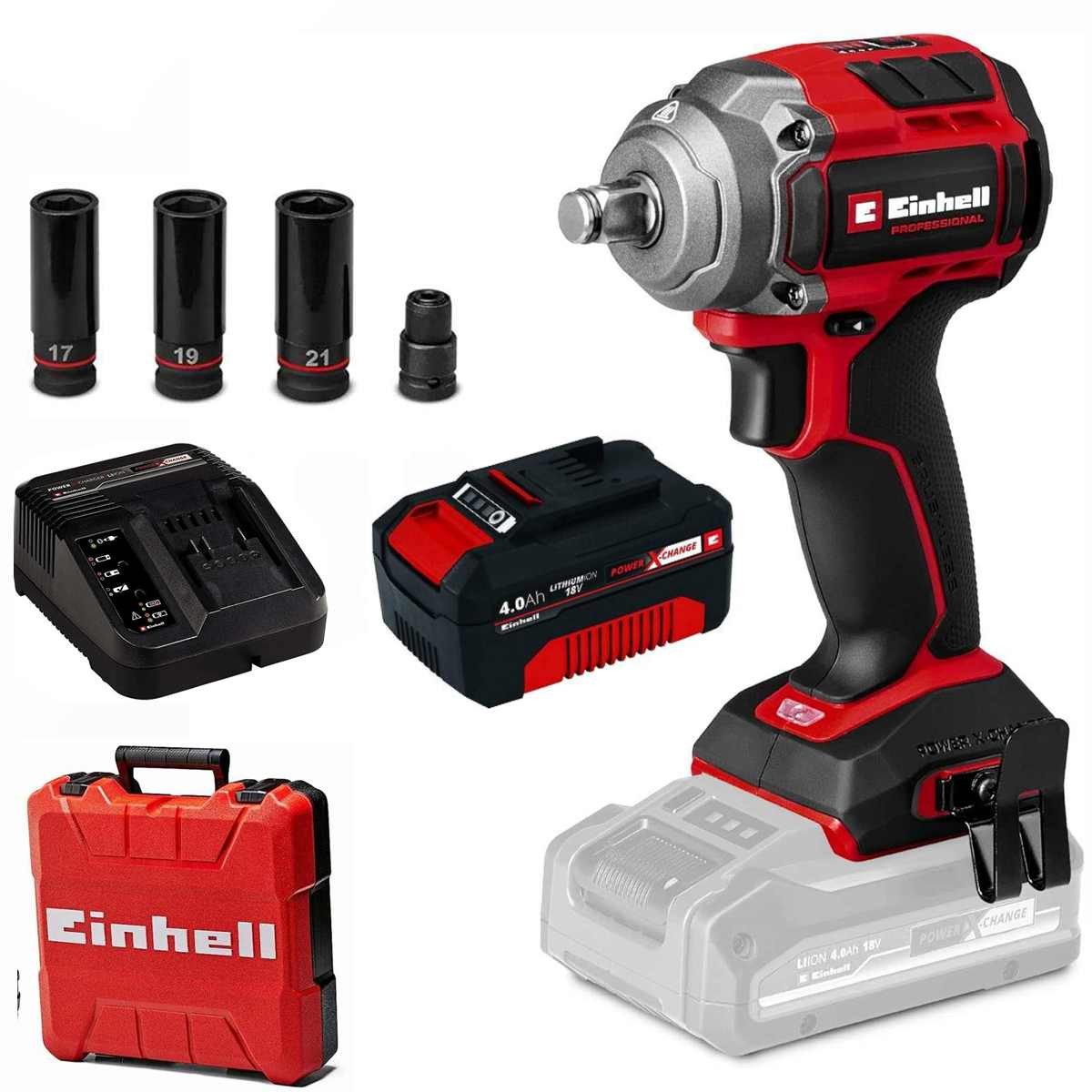 Einhell Akku-Schlagschrauber Akku-Schlagschrauber TP-CW 18/350-C Li BL 350 Nm + Akku 4.0 Ah, Koffer