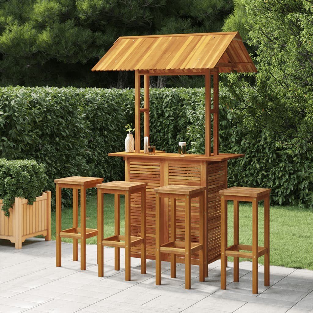 vidaXL Gartenlounge-Set 5-tlg. Gartenbar-Set Massivholz, (4-tlg)