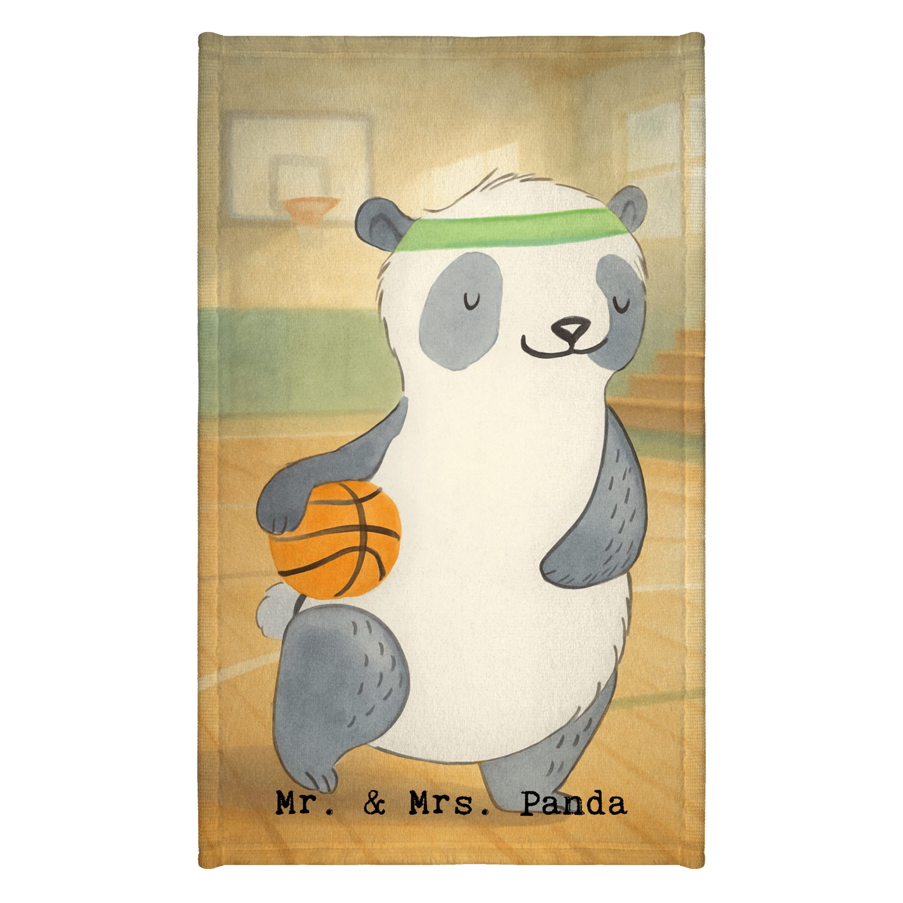Mr. & Mrs. Panda Handtuch Panda Basketball Design, handtuch gäste wc, Weiß, wc, Verband, Basket, Kunstfaser (Packung), Geschenk handtuch für hände Gästehandtuch Mit Muster