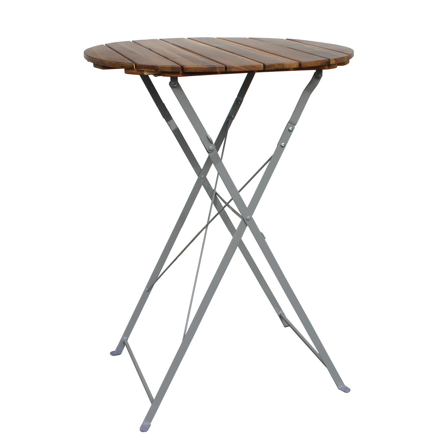 Mojawo Küchentisch Biergarten Tisch Klapptisch Stehtisch klappbar Akazie Stahl Ø80 cm