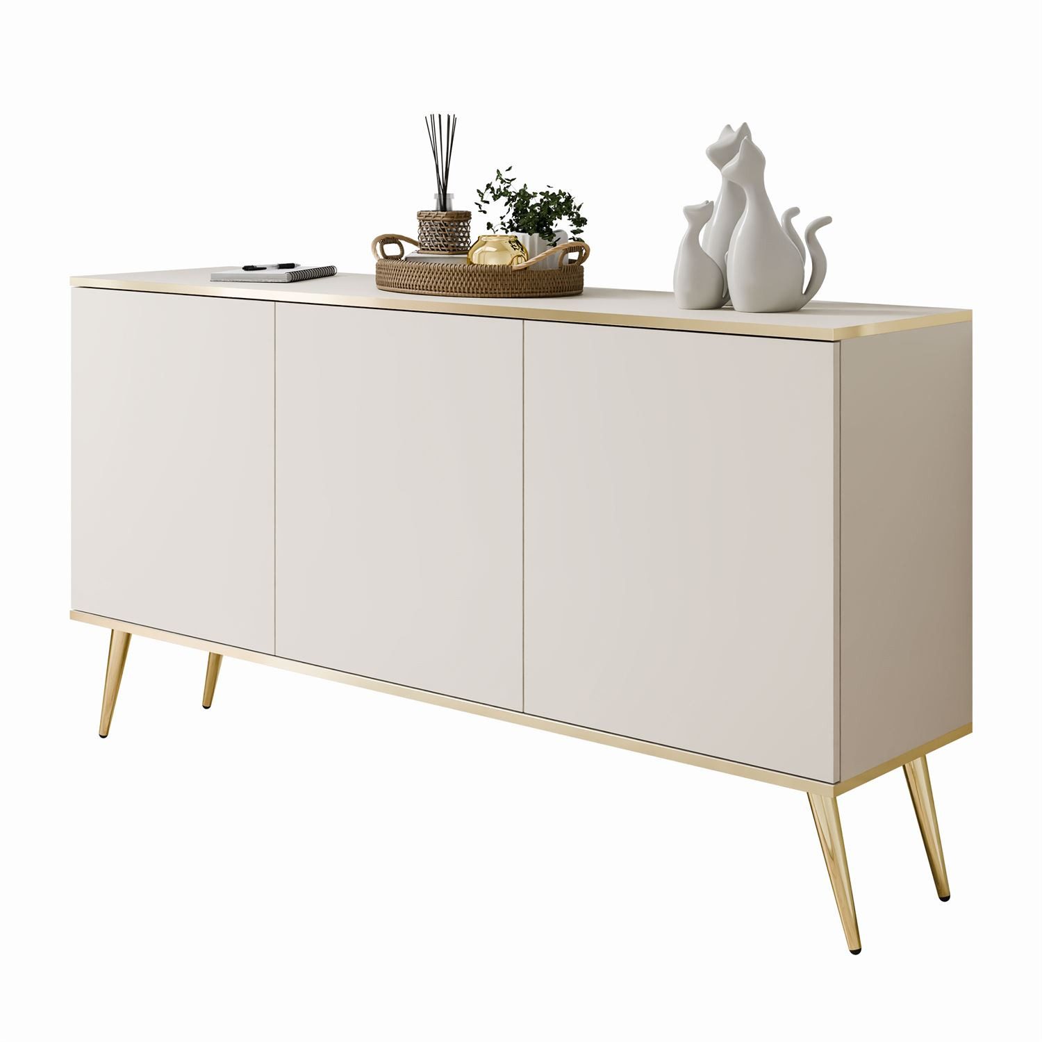 Lookway Kommode OXFORD K160 Die dreitürige Sideboards auf goldenen Füßen