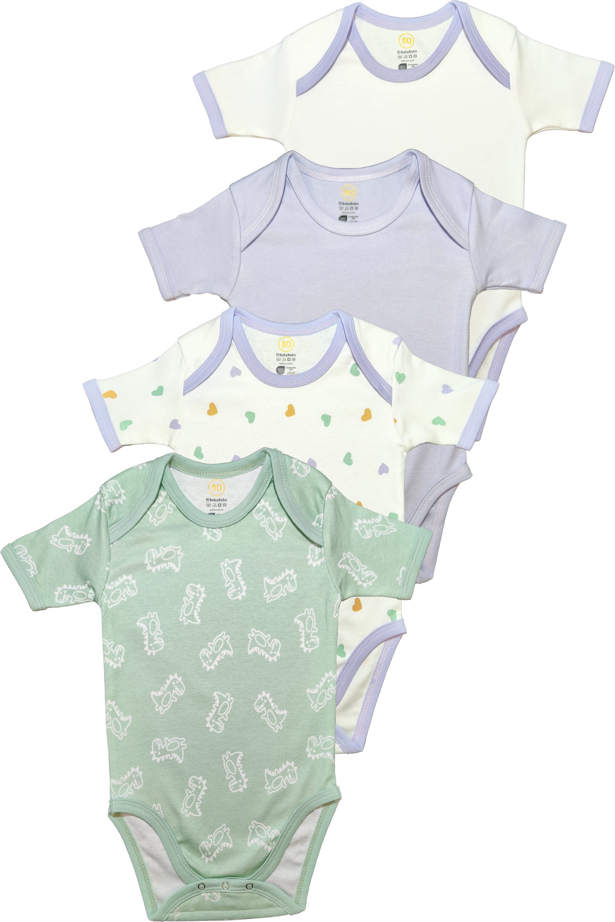 Herzchen mit Lavendel-Lila Dino Minz-Grün