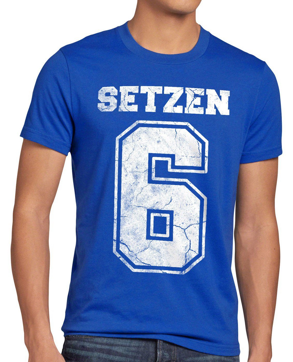 style3 Print-Shirt Herren T-Shirt Setzen Sechs schule zeugnis abschluss blau