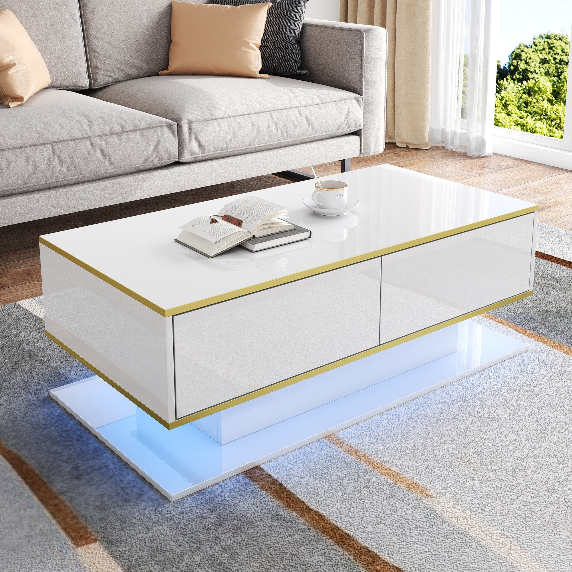 Merax Couchtisch hochglanz Sofatisch Beistelltisch mit günstig online kaufen