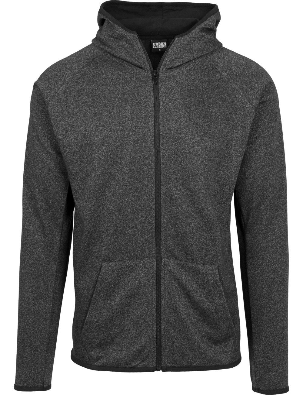 URBAN CLASSICS Kapuzensweatjacke Sweatjacket Active Melange Zip Hoody mit kängurutasche