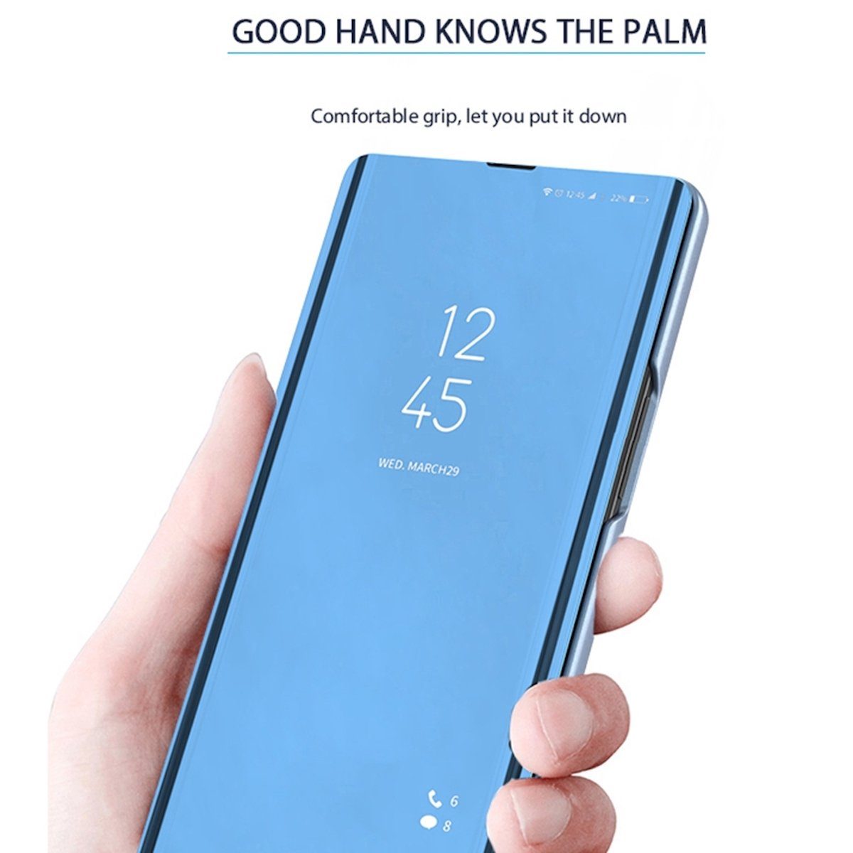 Wigento Handyhülle Für Xiaomi Redmi A2 / A1 Clear Spiegel Smartcover Schwarz Schutzhülle