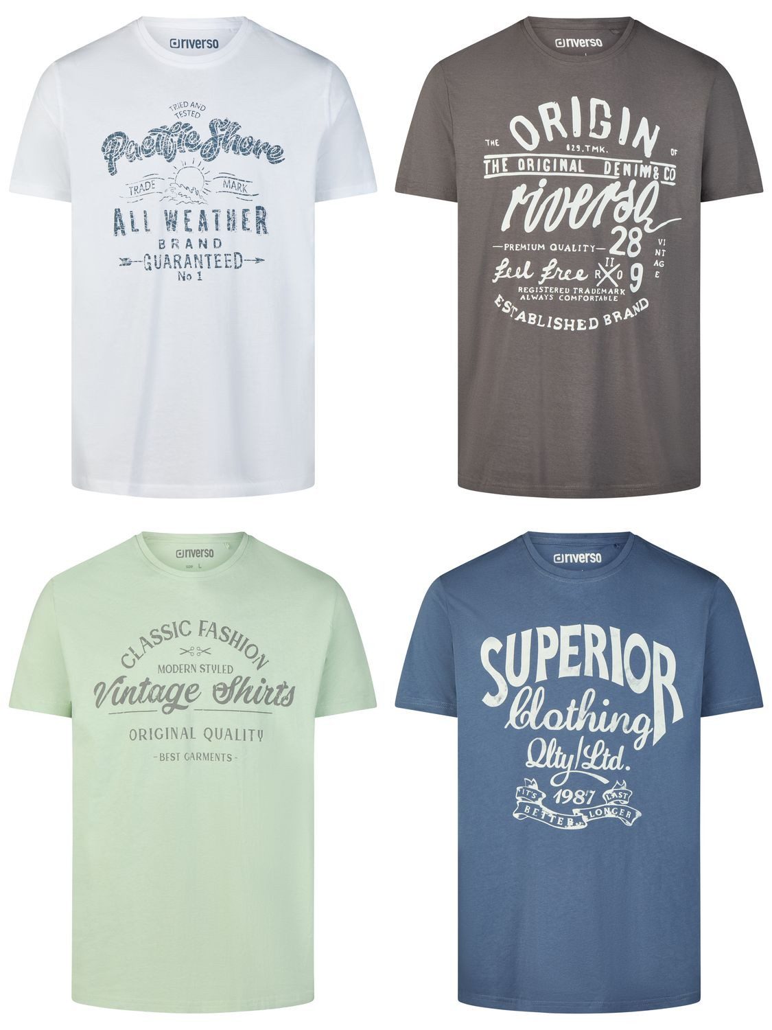 riverso T-Shirt Herren Printshirt RIVLeon Regular Fit (4-tlg) Kurzarm Tee S günstig online kaufen