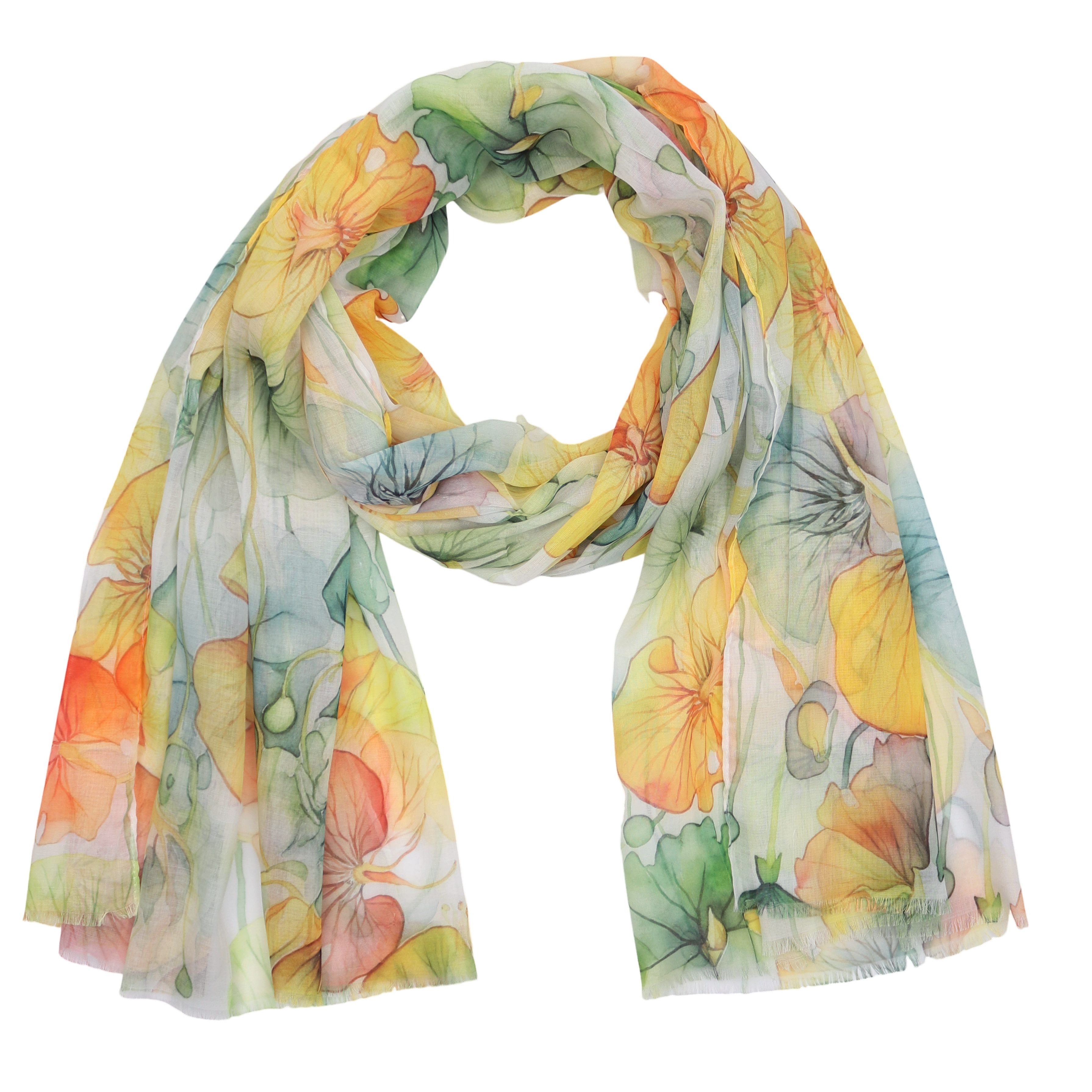 MIRROSI Modeschal Weicher & Leicht Großes Schal, ca.75x180cm, Lotus Print, (aus 100% Viskose, Atemberaubende Designs), Damen Halstuch Stola ideal für Frühling, Sommer und Herbst