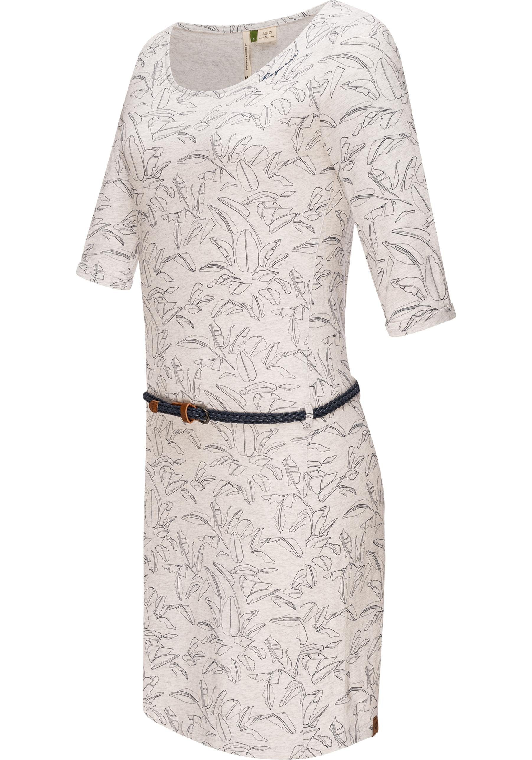 Damen Kleider Ragwear Jerseykleid Tamy A Organic stylisches Shirtkleid mit floralem Print u. Gürtel