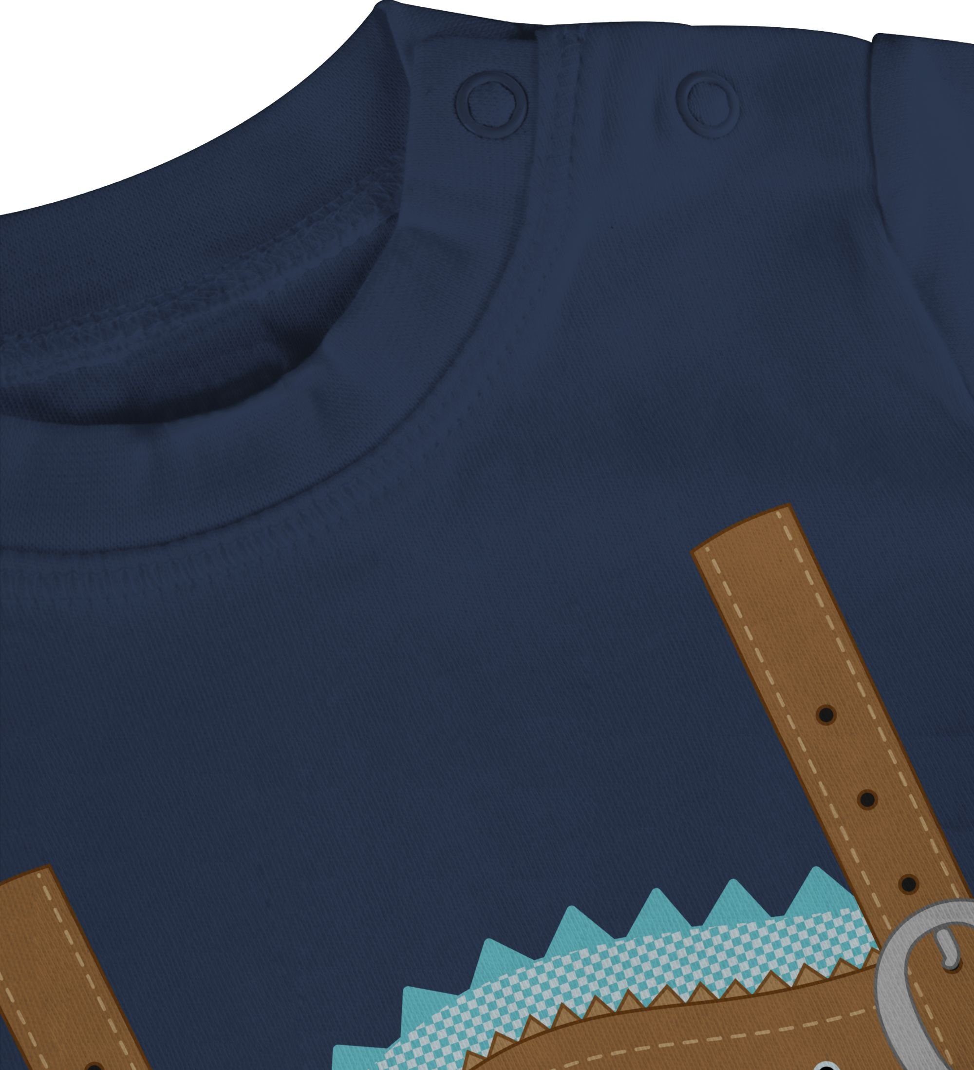 Shirtracer T-Shirt Outfit Blau Lederhose Lausbub 1 für Navy Mode Oktoberfest Baby