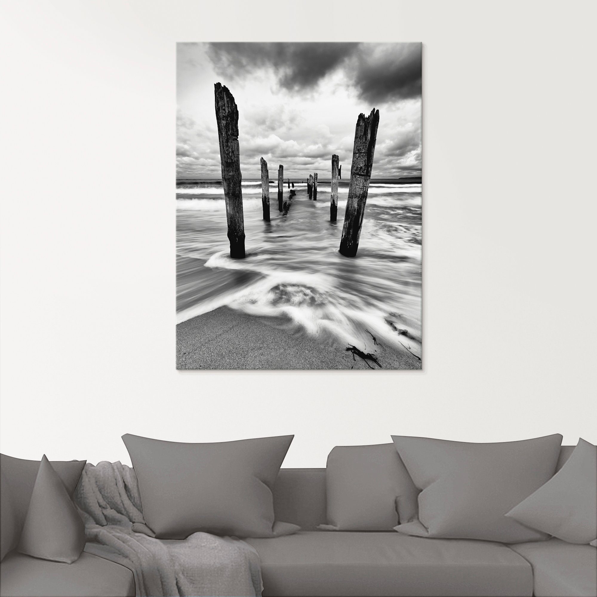 Artland Glasbild »Holzstangen am Ostseestrand«, Küste (1 Stück)-HomeTrends