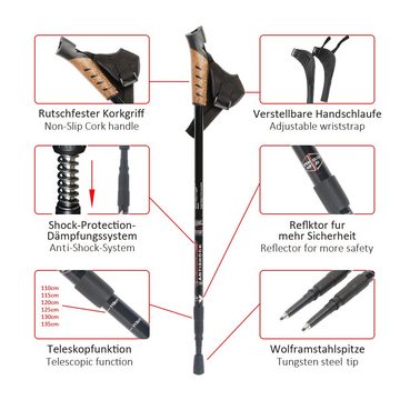 Melko Nordic-Walking-Stöcke Wanderstöcke Nordic Walking Teleskop Stöcke Antischock Aluminium (Stück, Premium Qualität), Teleskopstock