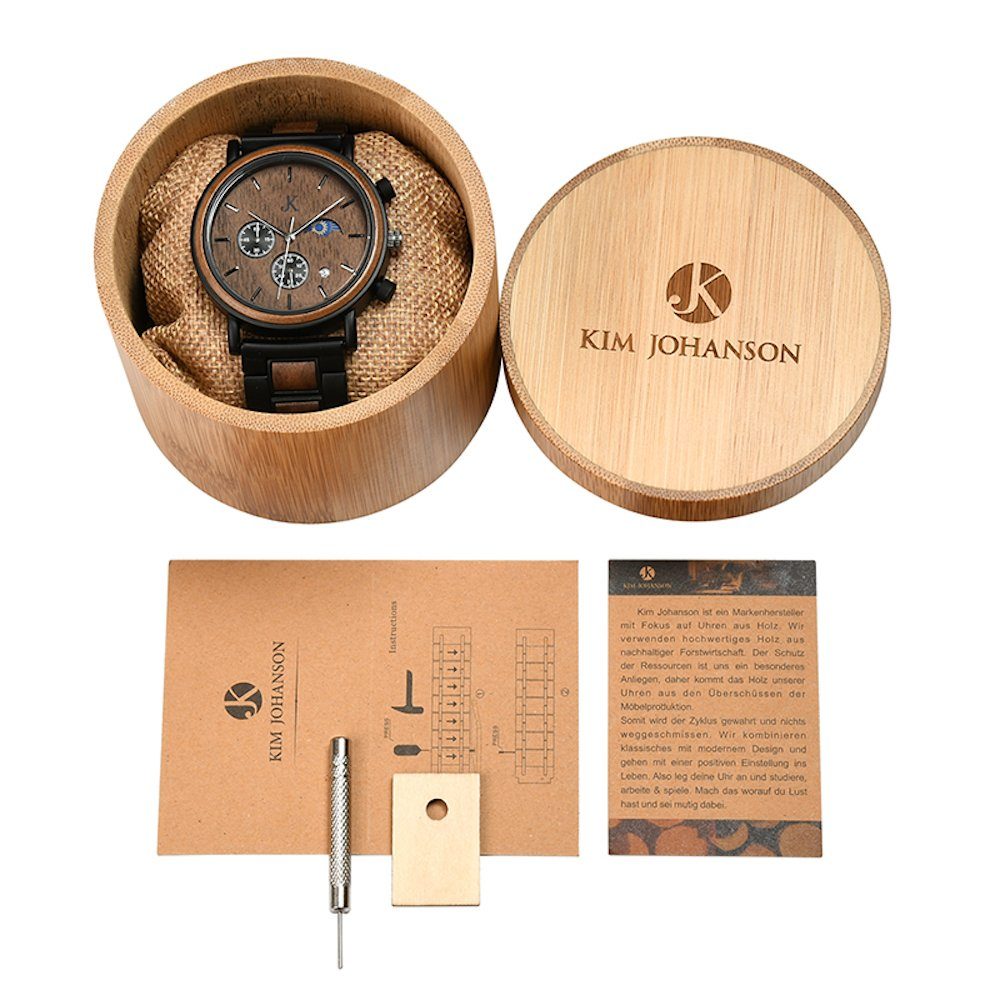 Kim Johanson Quarzuhr Military Moon Herren Holzuhr mit Datumsanzeige, (mit günstig online kaufen