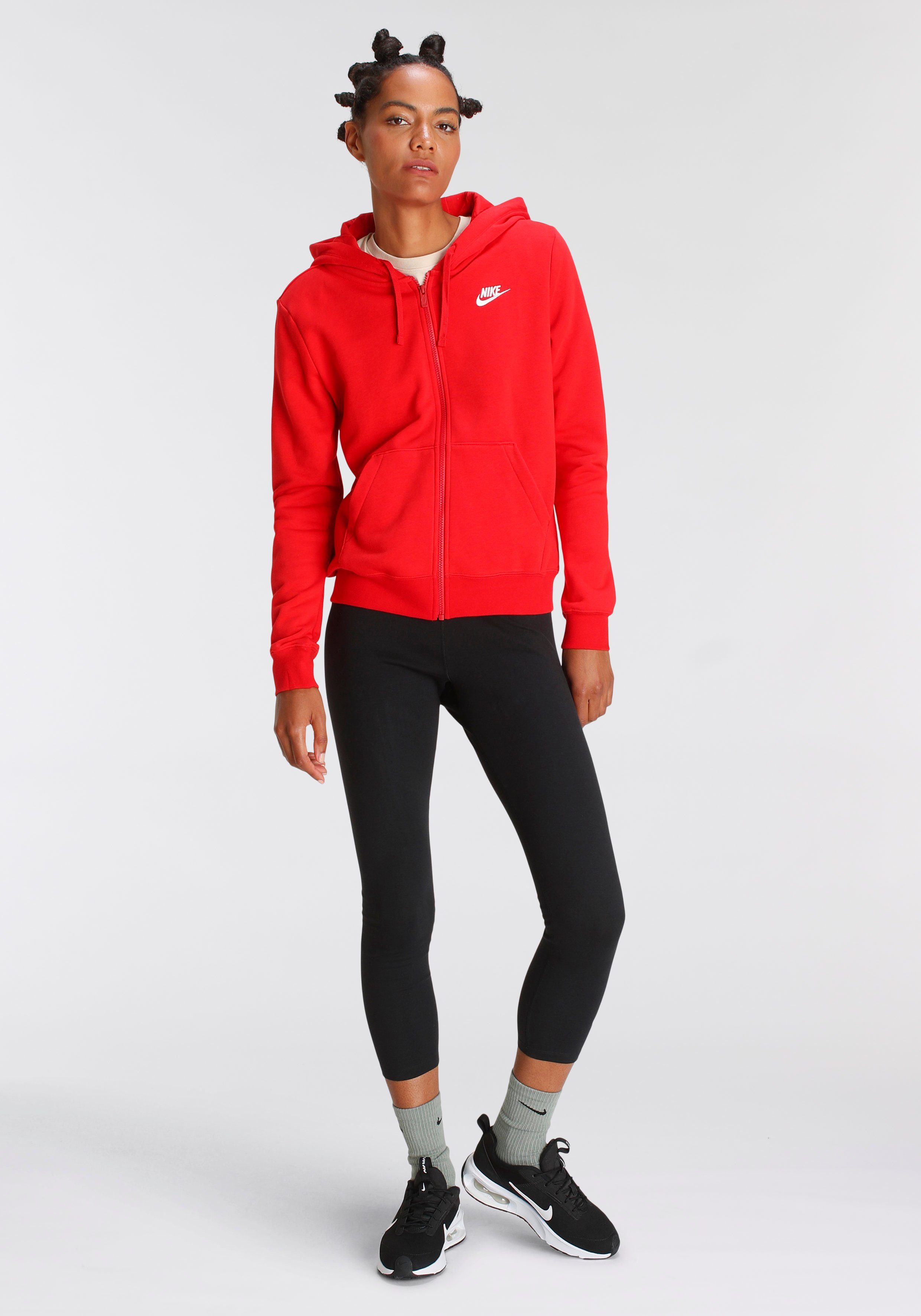 Full-Zip Sportswear Club Kapuzensweatjacke RED/WHITE Nike Hoodie Women's UNIVERSITY Fleece