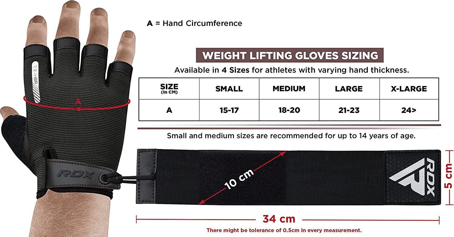 RDX Trainingshandschuhe Gewichtheberhandschuhe, BROWN extra lange Handgelenkstütze RDX dehnbare