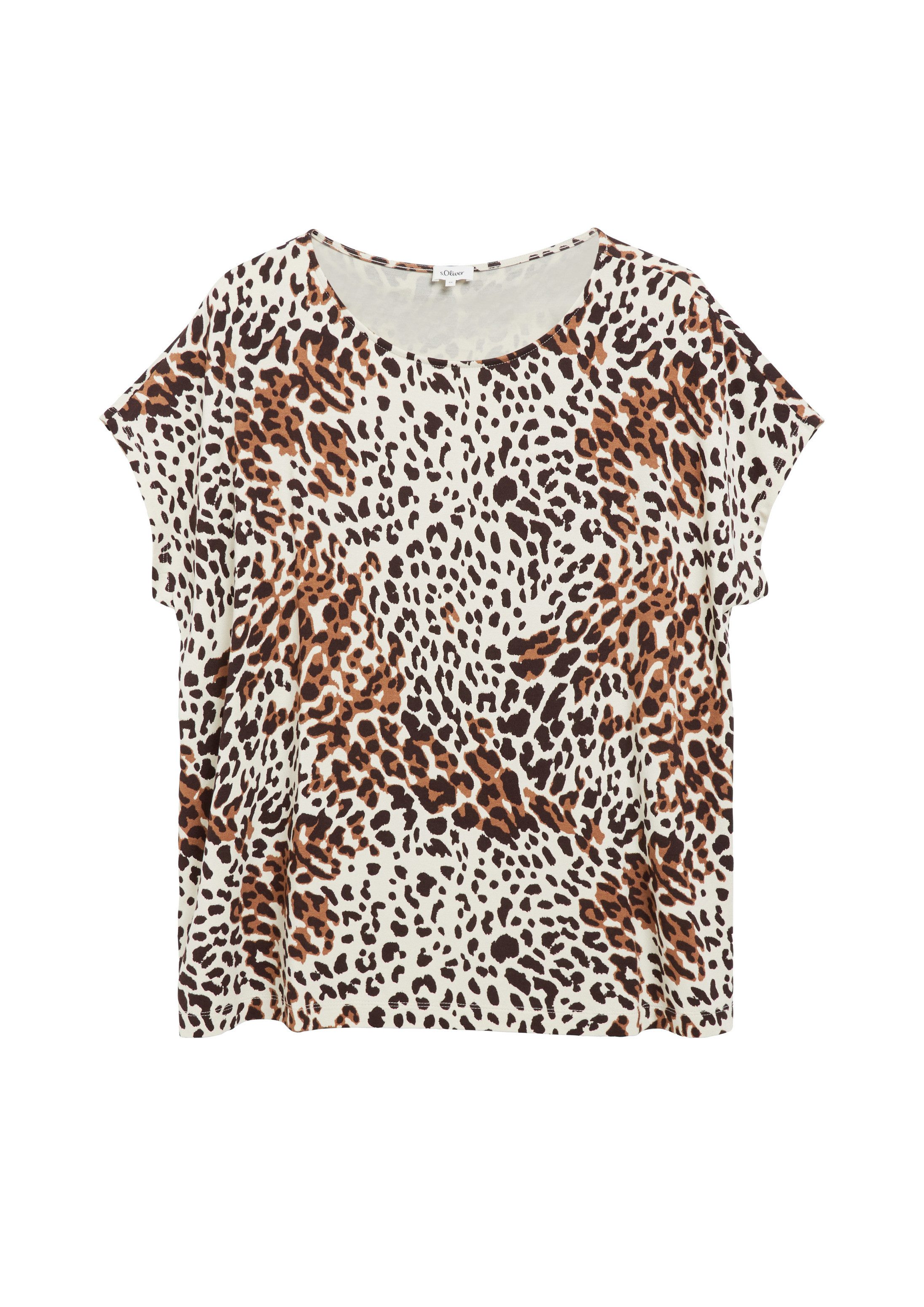 s.Oliver Kurzarmshirt T-Shirt Fließendes T-Shirt mit Leo-Print