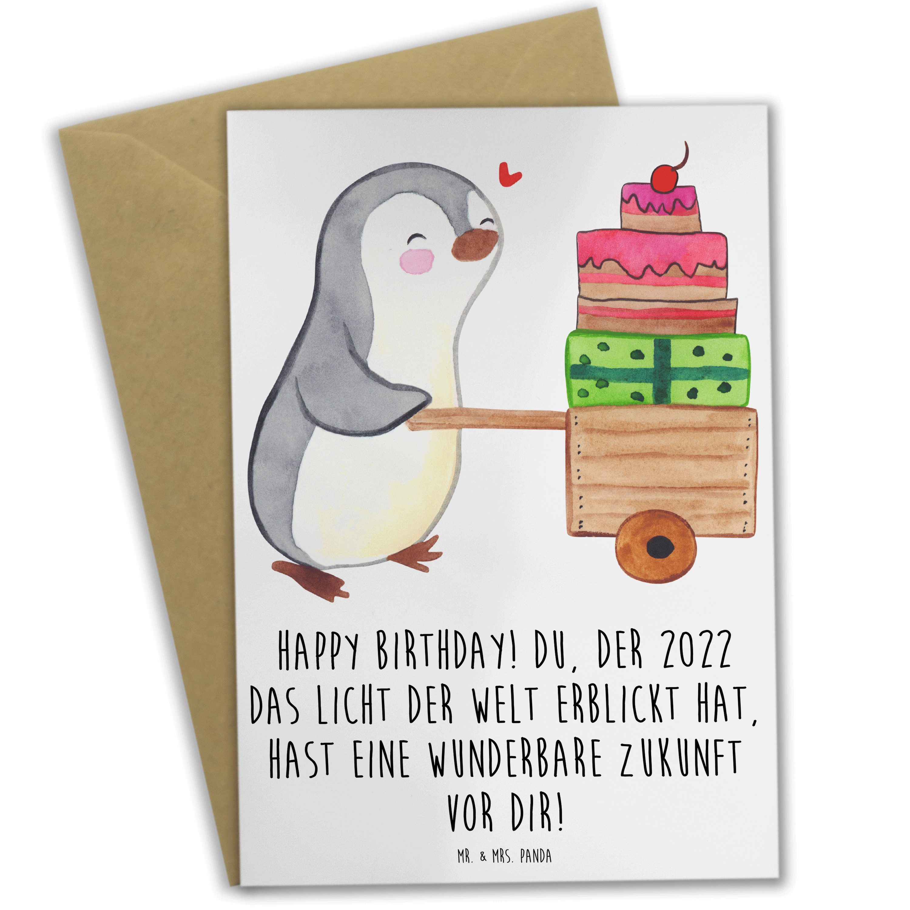 Grußkarte 2022 Geburtstag - Weiß - Geschenk, herzliches Lächeln, handgefertigte