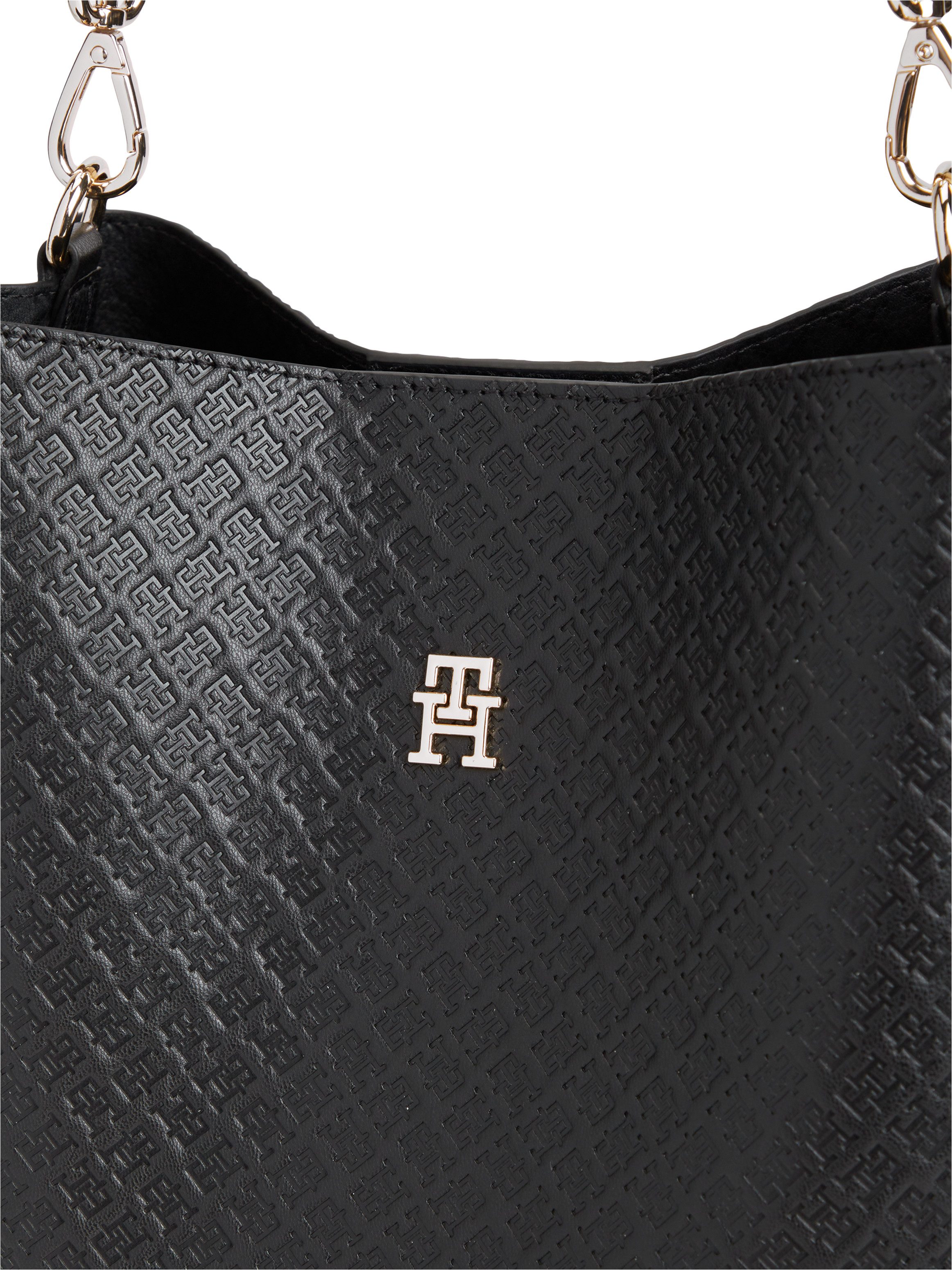 Tommy Hilfiger Schultertasche TH ICON SHOULDER BAG MONO, Damen Handtasche, Shopper mit goldfarbenem TH-Schmuckelement – Bild 4 von 5