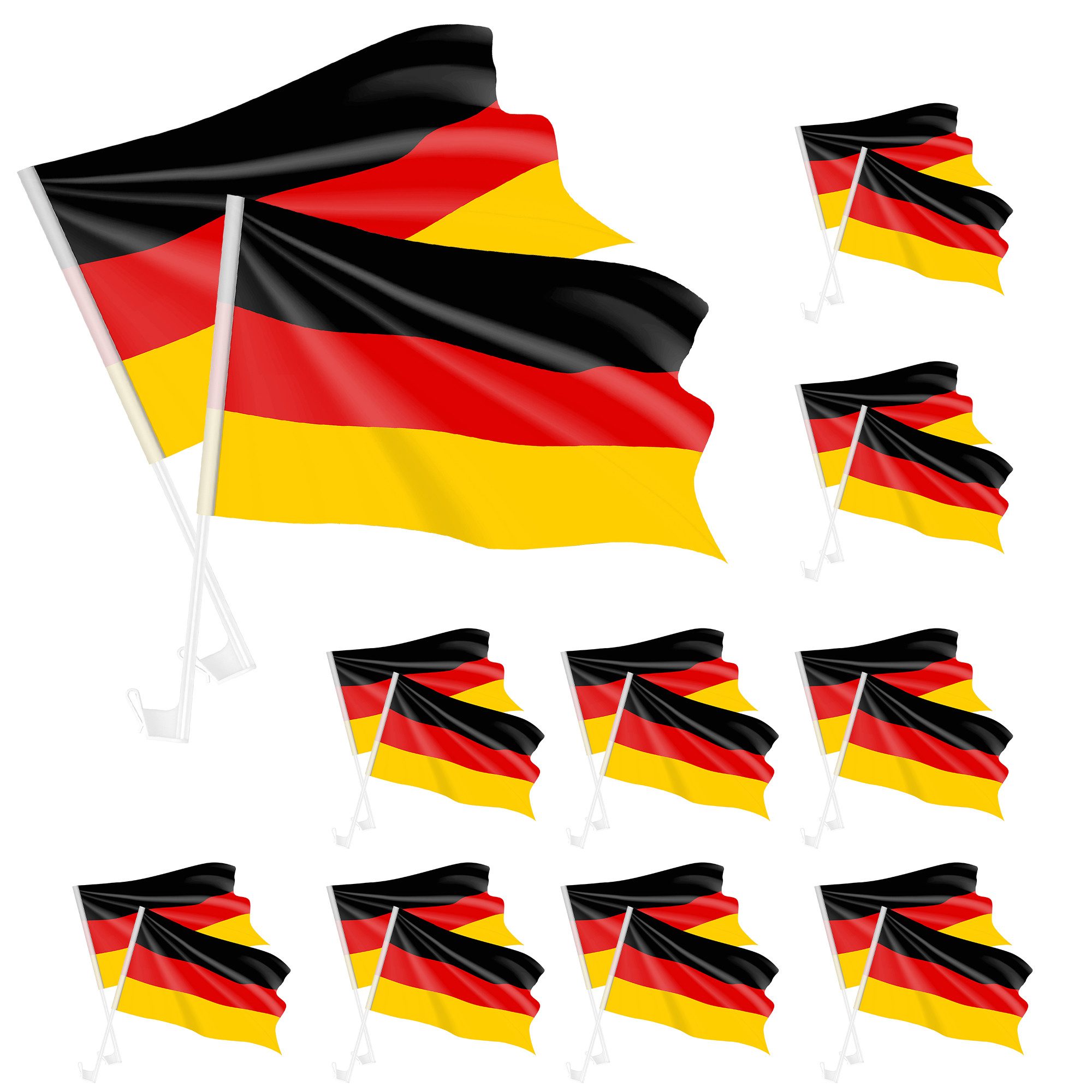 Flagge 20 Autofahne SET Auto Fahne Autoflagge Fussball Deutschland Fanartikel