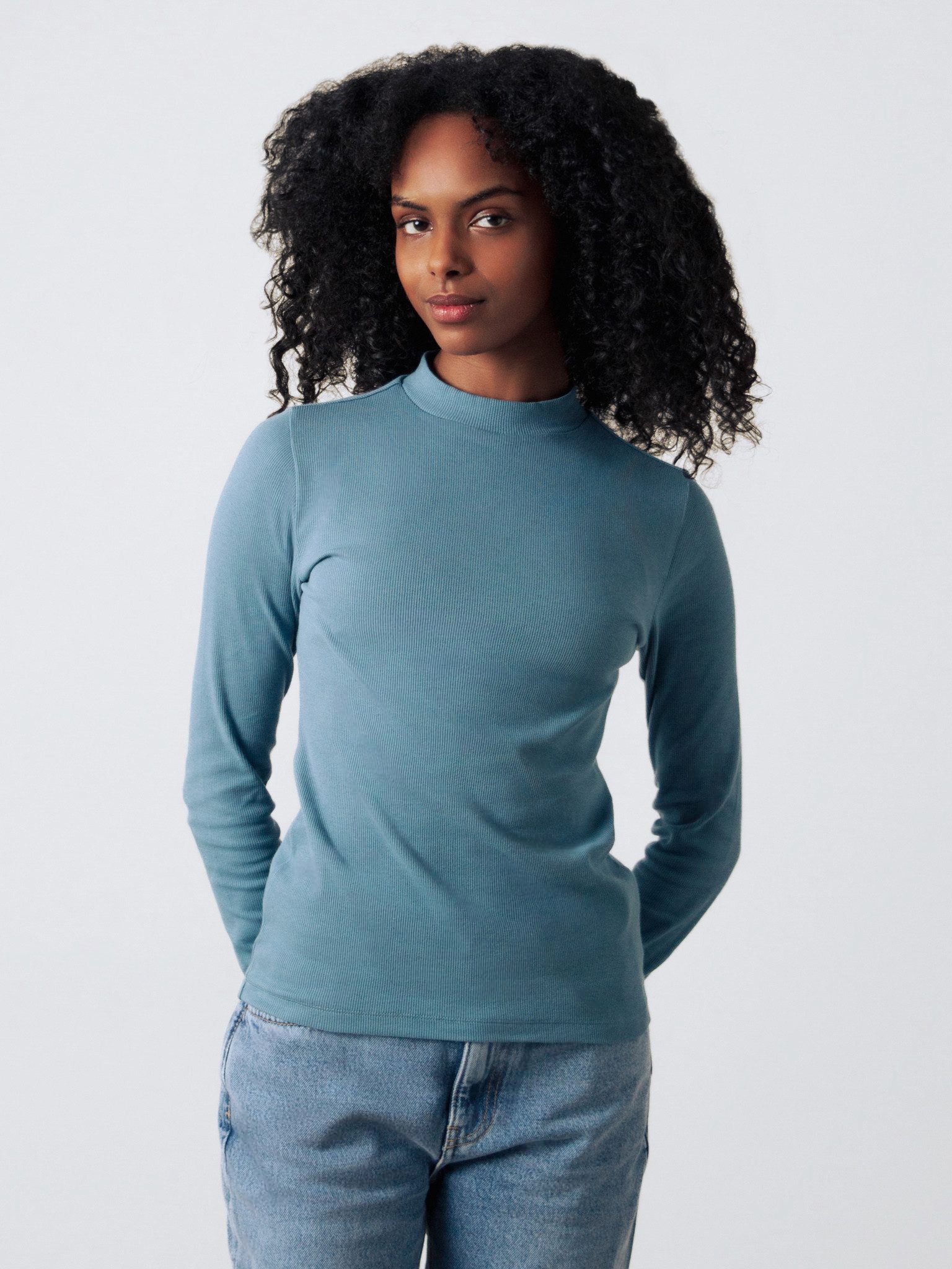 HONEST BASICS Stehkragenshirt aus OCS-zertifizierter Bio-Baumwolle günstig online kaufen