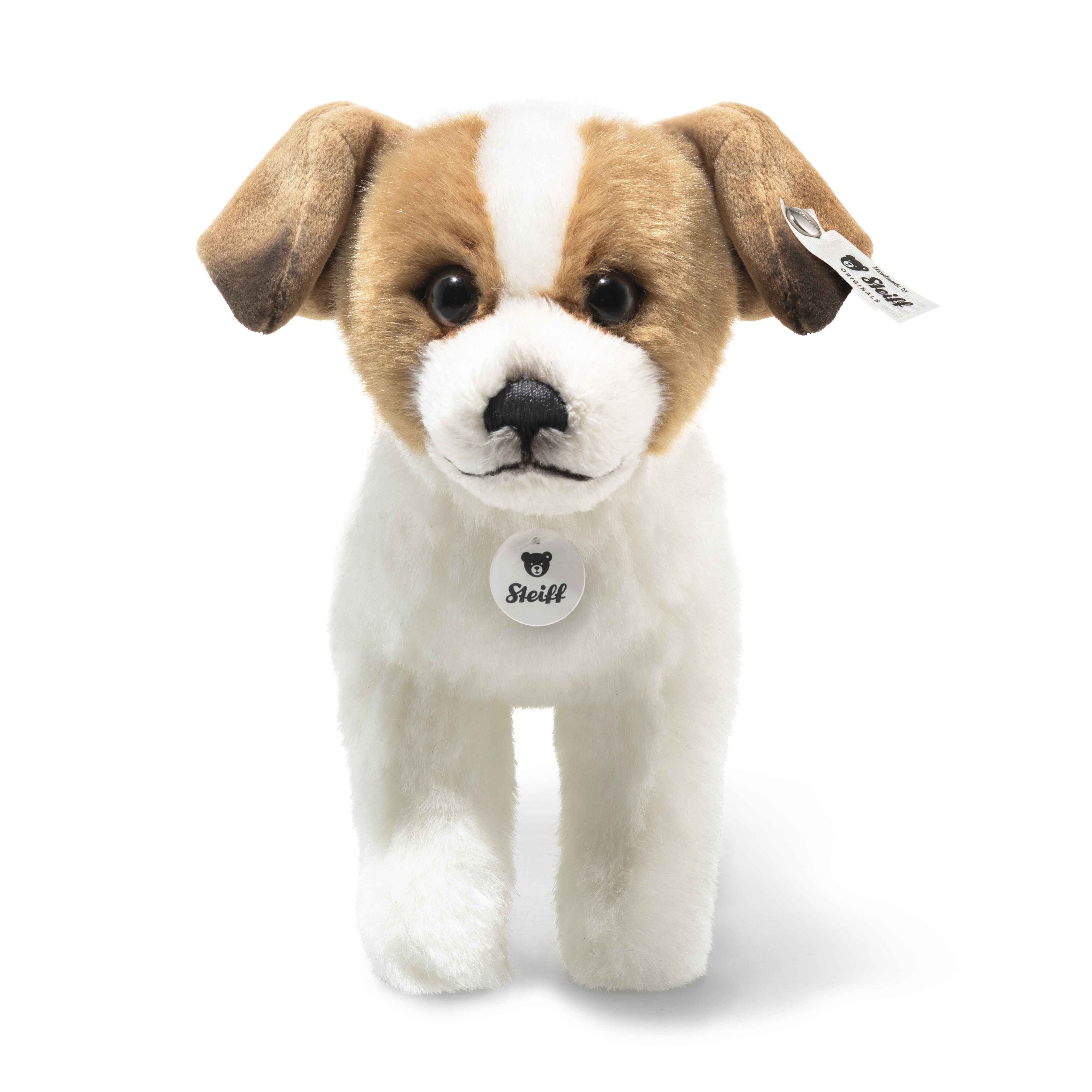 Steiff Kuscheltier Terrie Hund, 17 cm, weiß/braun, stehend