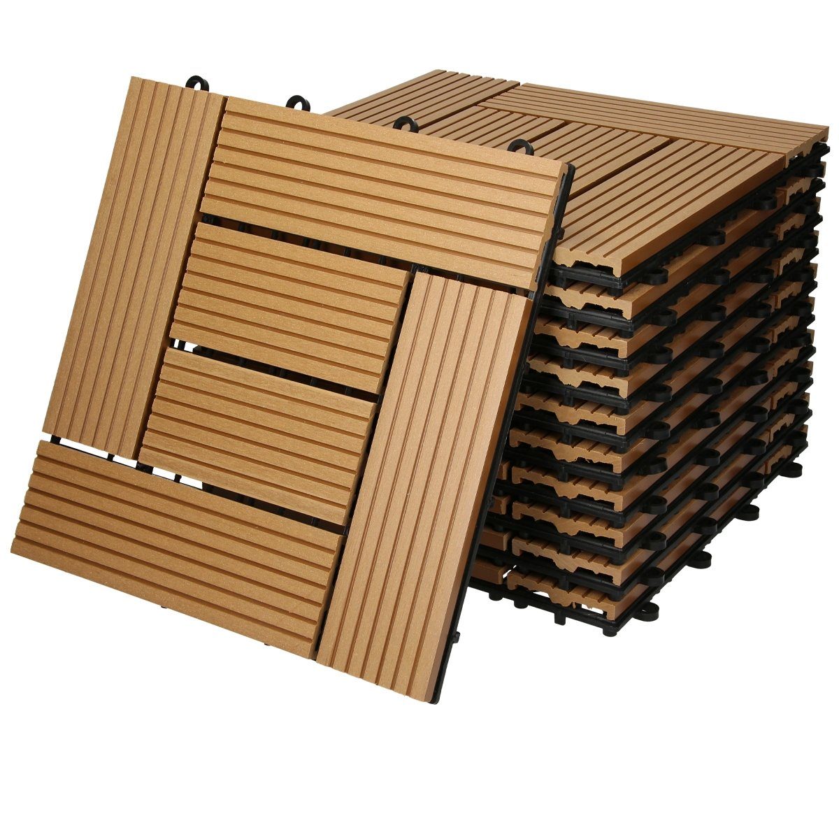 ECD Germany WPCFliesen »WPC, 30 x 30 cm 22er Set für 2m² Teak Mosaik