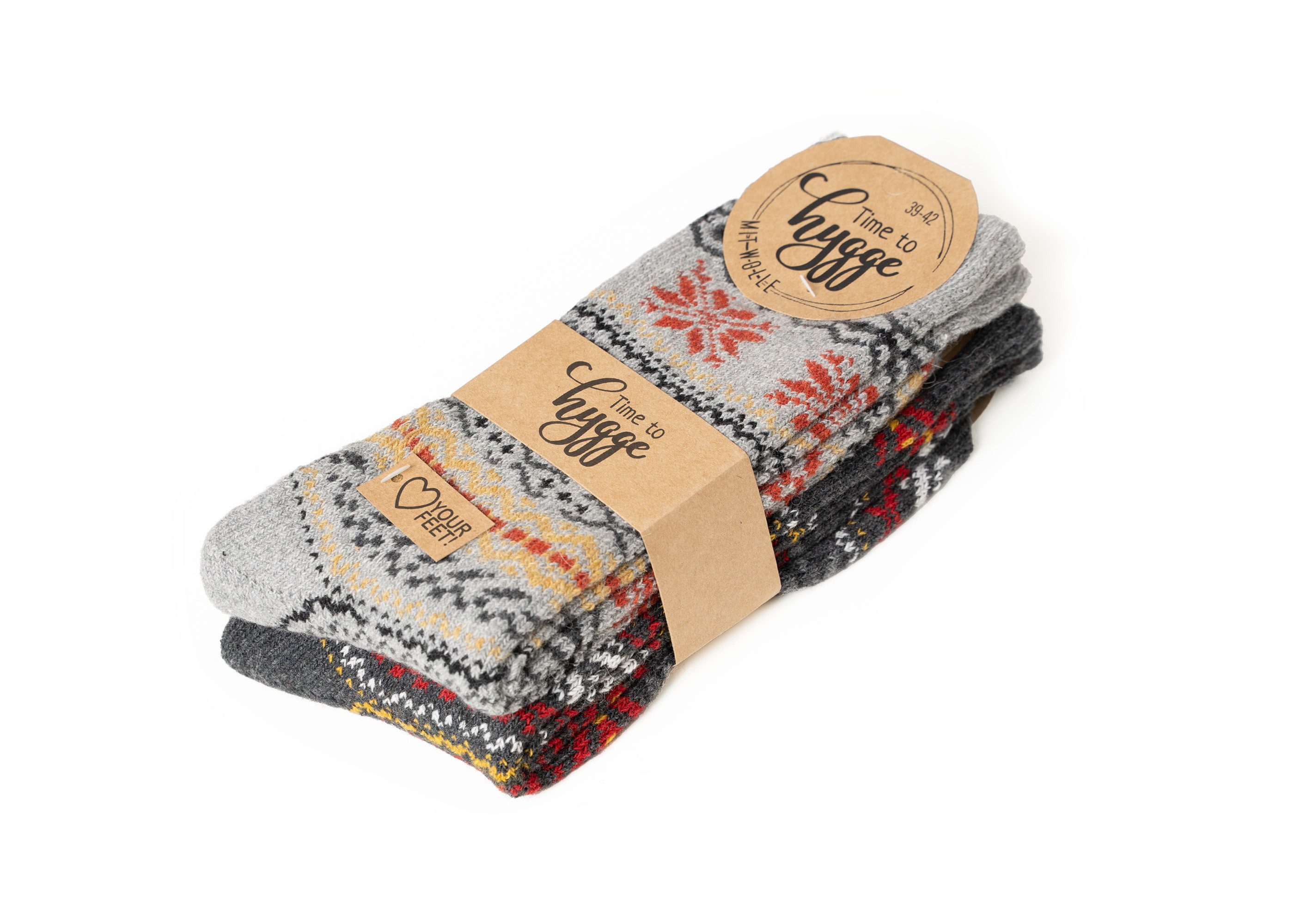 HomeOfSocks Norwegersocken 2 Paar Norweger Wollsocken, Dicke, Hygge, 45% (2-Paar) mit Norwegermuster, aus Wolle, druckarmer Gummibund