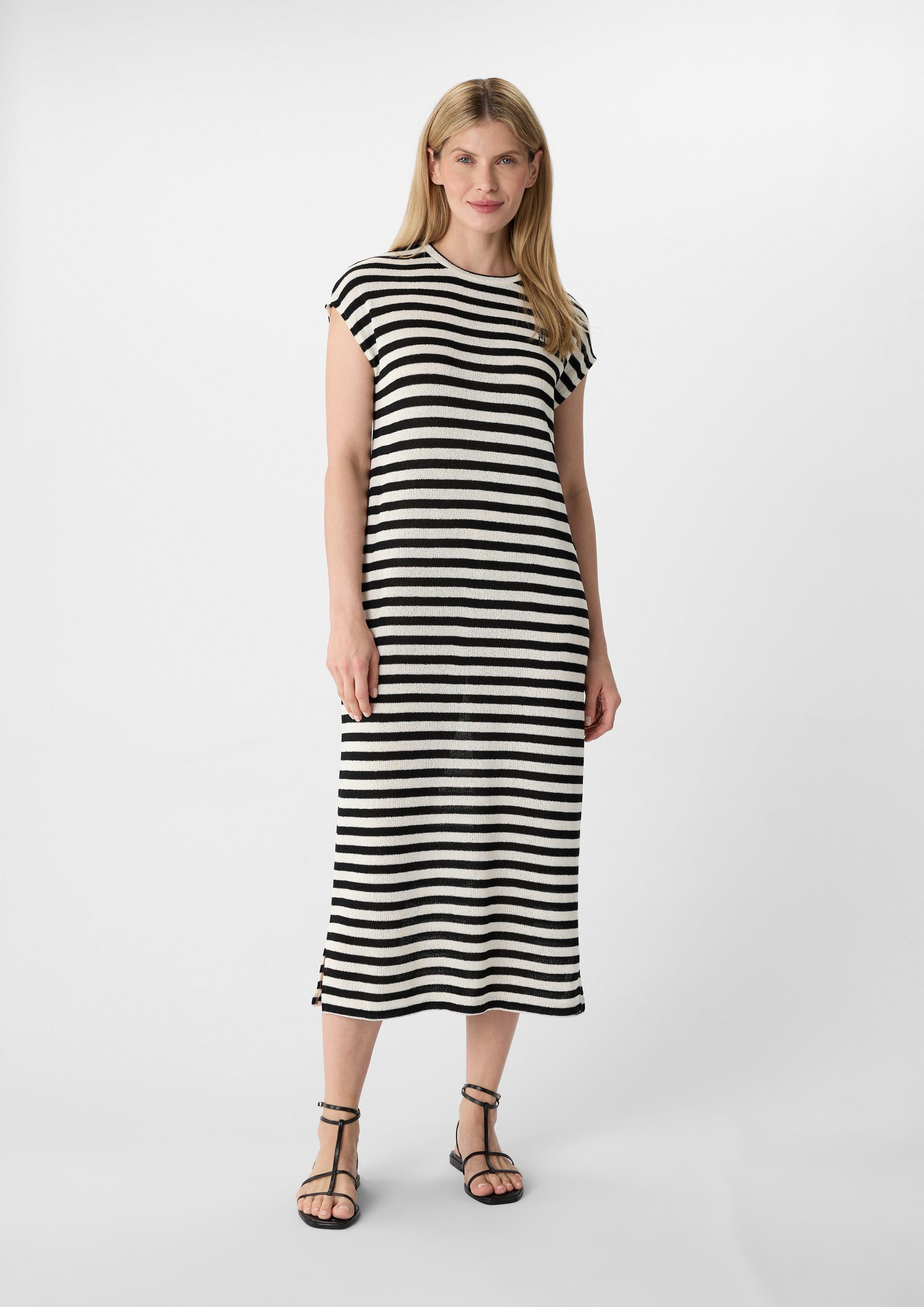 Minikleid Gestreiftes Midi-Kleid aus Strick-Jersey