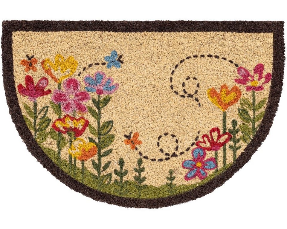 Fußmatte Fußmatte Kokos INDOOR Blumen & Schmetterlingen 40x60 cm, matches21  HOME & HOBBY, rechteckig, Höhe: 15 mm